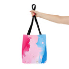 Pink, White and Blue Watercolor on Canvas Design - Tote Bag