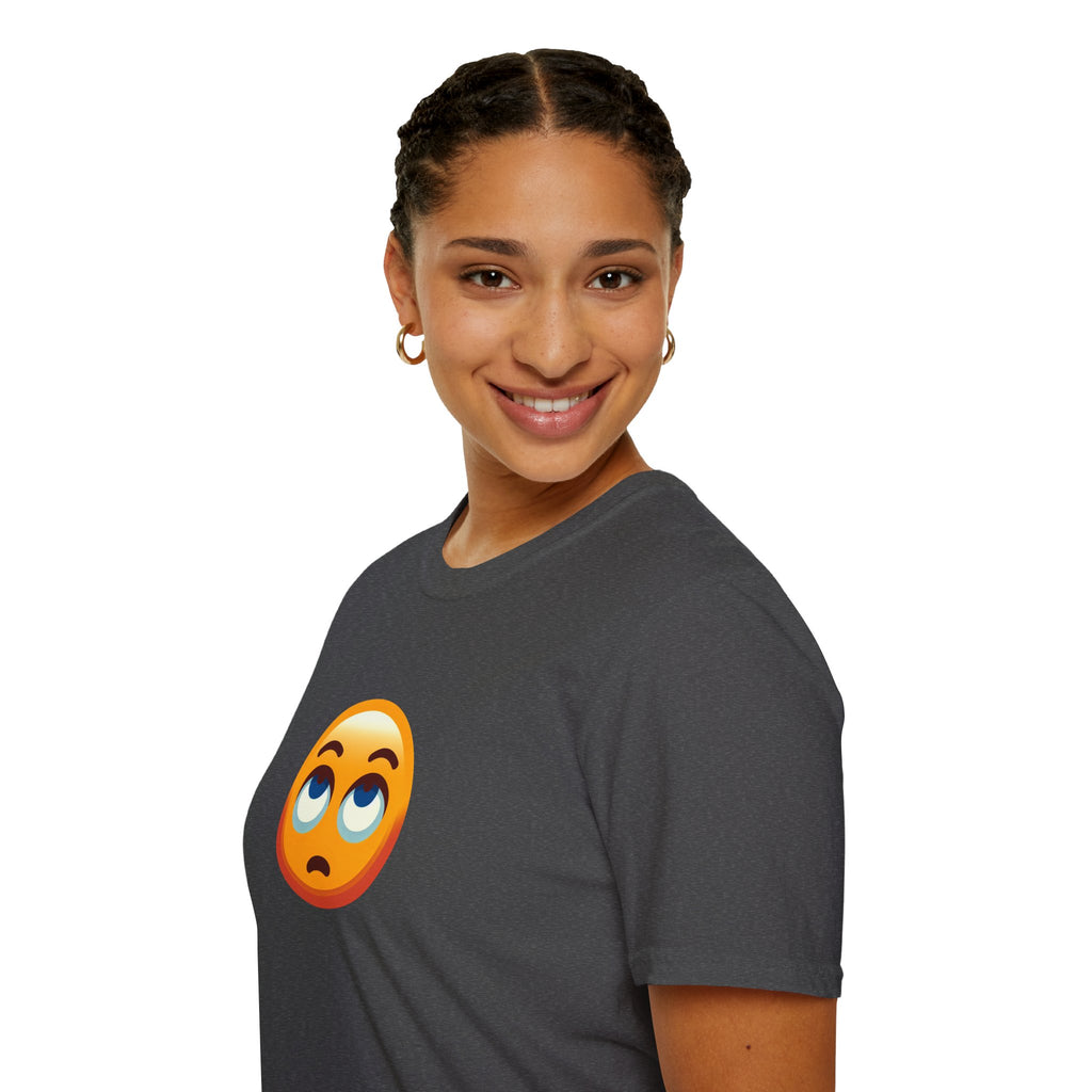 Unisex Softstyle T-Shirt with Eye Roll Emoji | Casual Graphic Tee for Everyday Humor