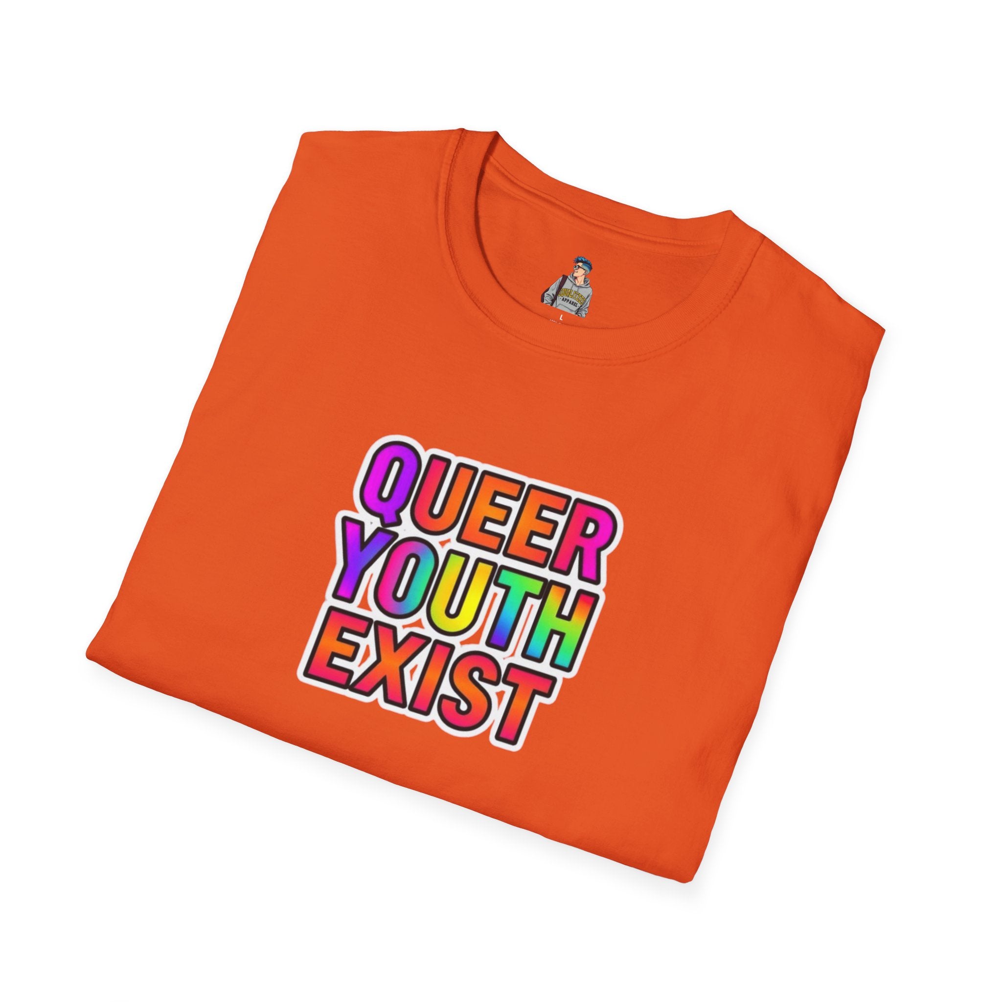 Queer Youth Exist T-Shirt | Unisex Softstyle Tee for Pride Events & Everyday Wear