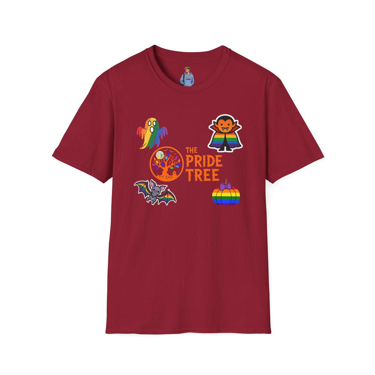 The Pride Tree Halloween T‑Shirt — Rainbow Ghosts, Pumpkins & Bat Graphic Tee