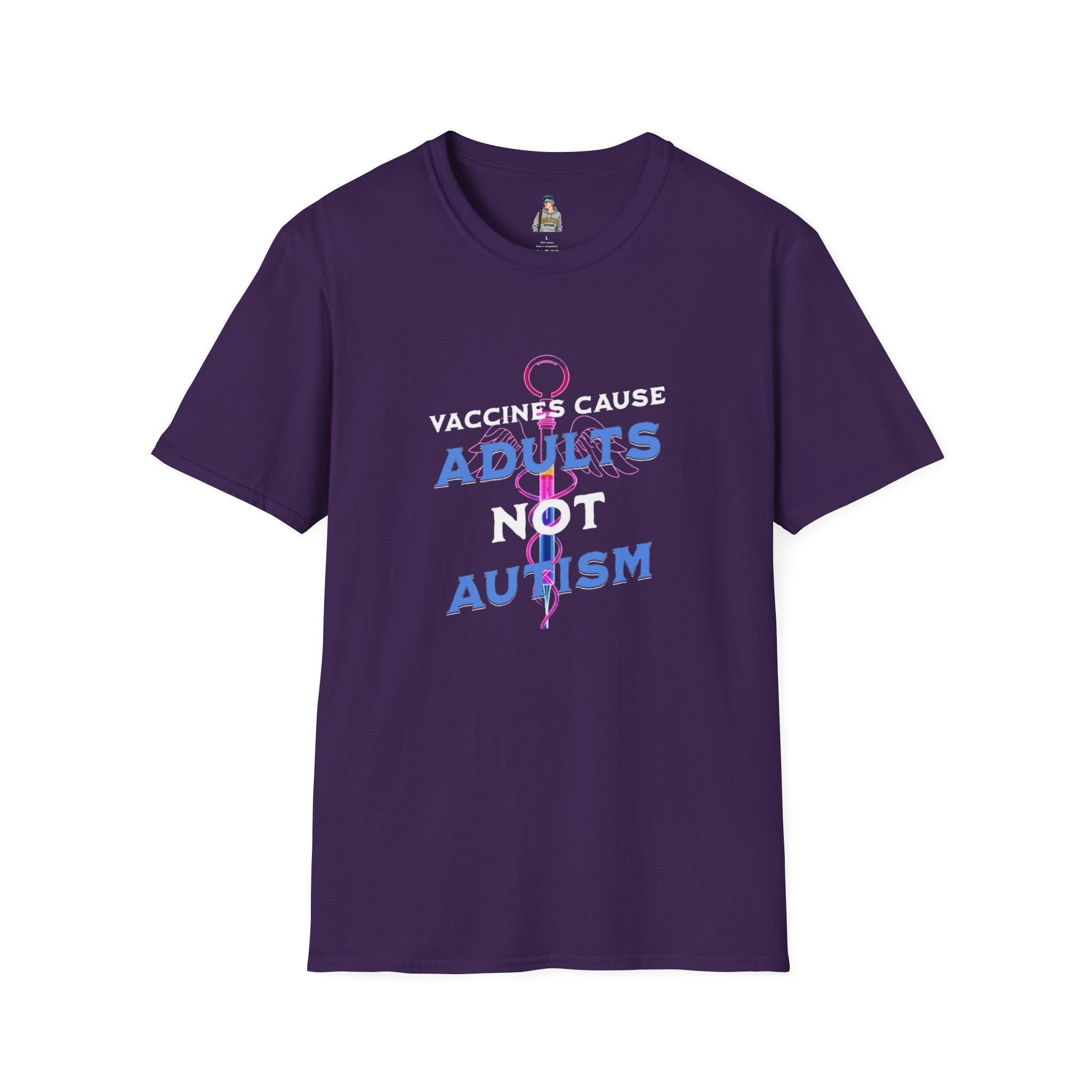 Unisex Softstyle T-Shirt - "Vaccines Cause Adults Not Autism" Statement Tee