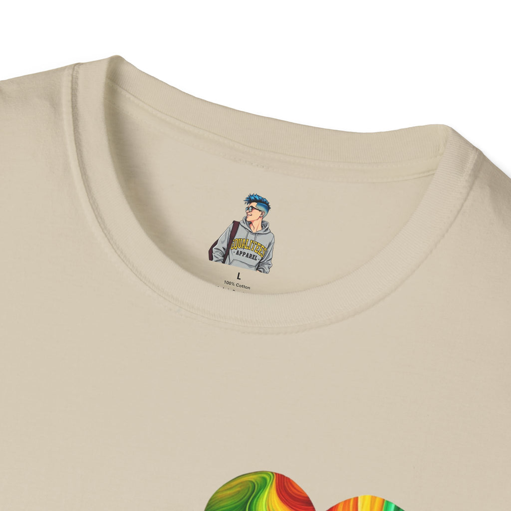 Unisex Softstyle T-Shirt - Pride Heart Design with 'Existence is Resistance'