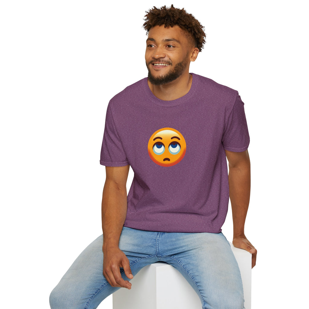 Unisex Softstyle T-Shirt with Eye Roll Emoji | Casual Graphic Tee for Everyday Humor