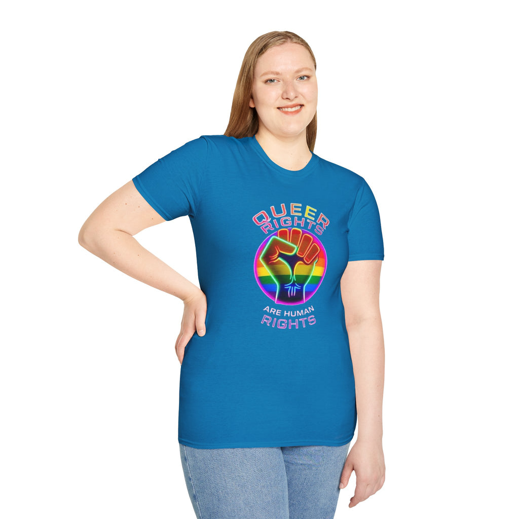 Unisex Softstyle T-Shirt - Queer Rights Are Human Rights Statement Tee