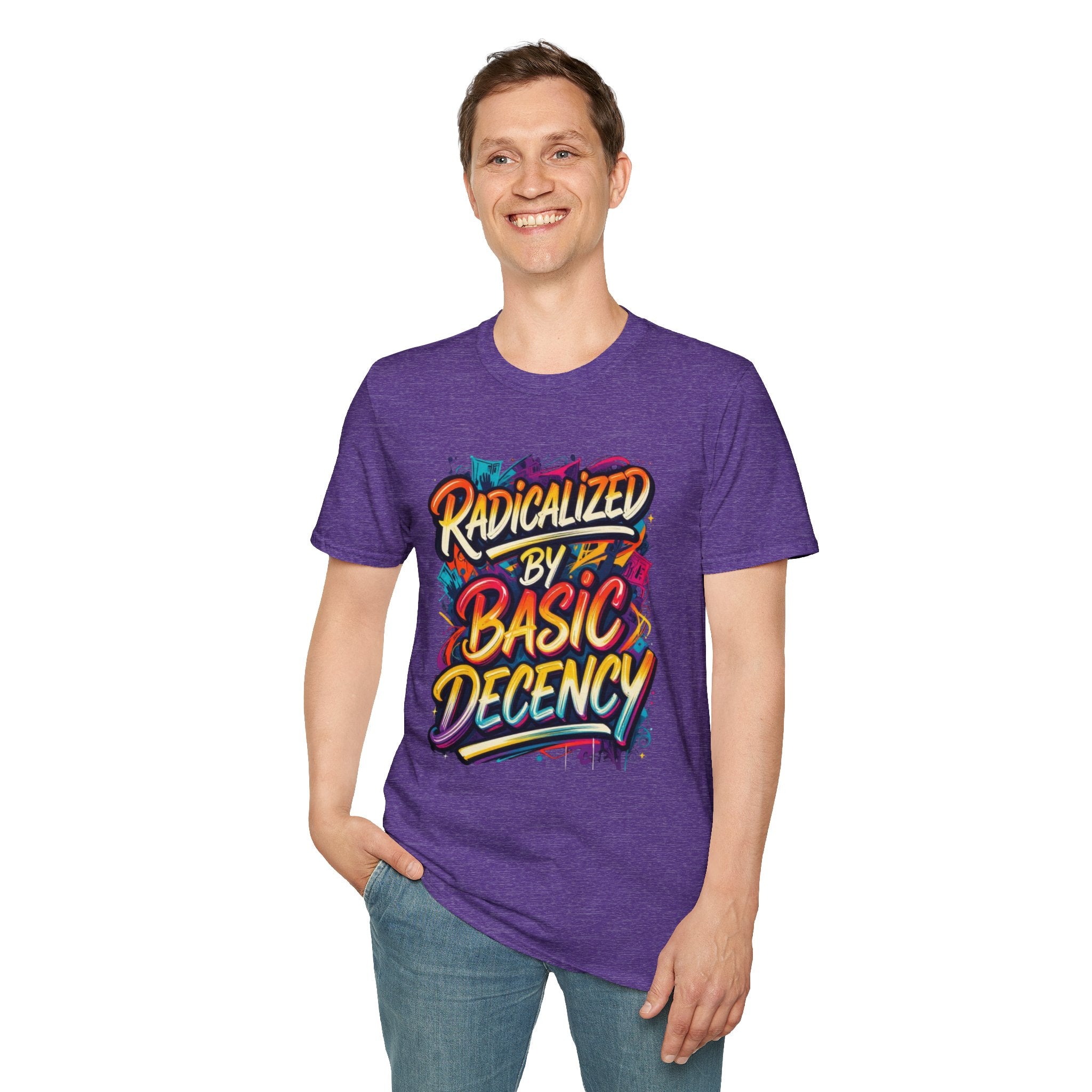 Radicalized by Basic Decency T-Shirt Colorful Graffiti Typography