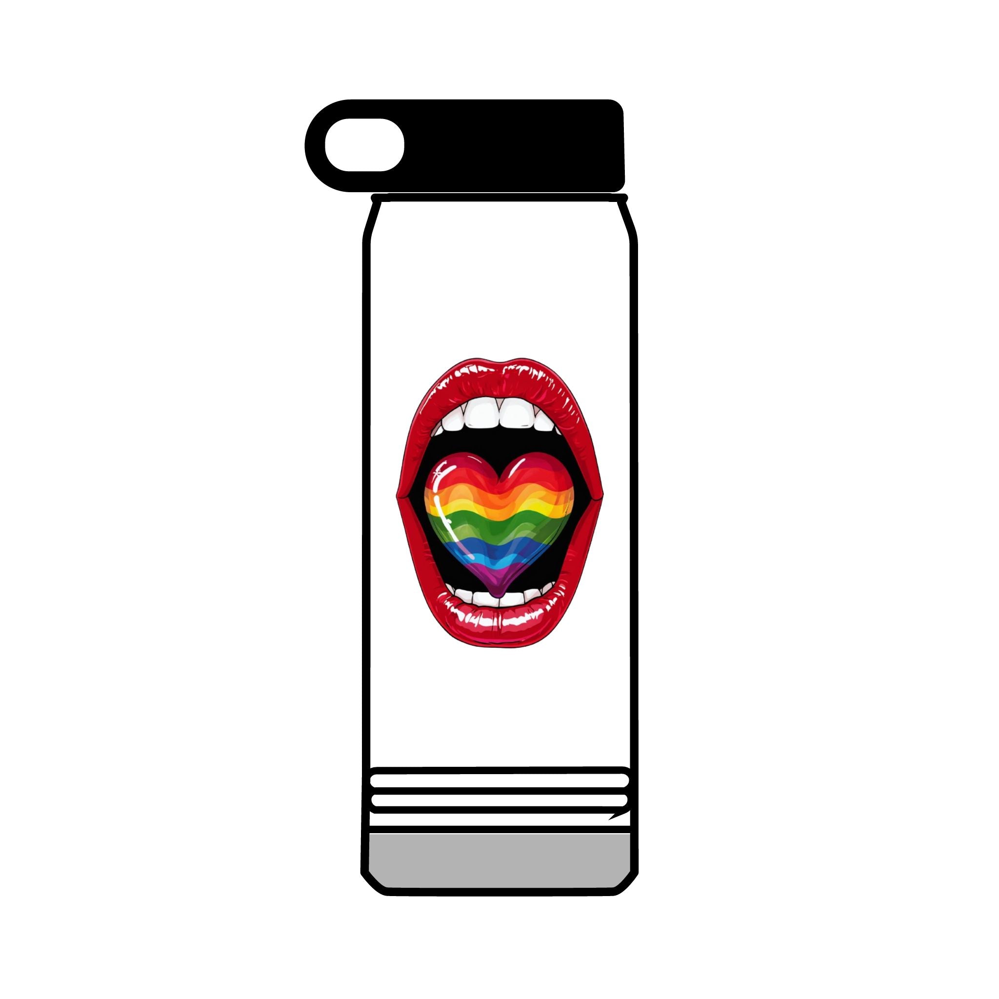 Rainbow Heart  Tongue 32oz Water Bottle - LGBTQ+ Pride Water Flask