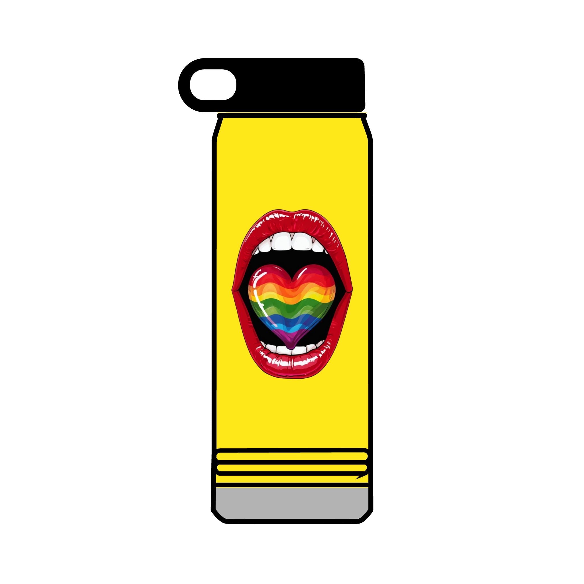 Rainbow Heart  Tongue 32oz Water Bottle - LGBTQ+ Pride Water Flask