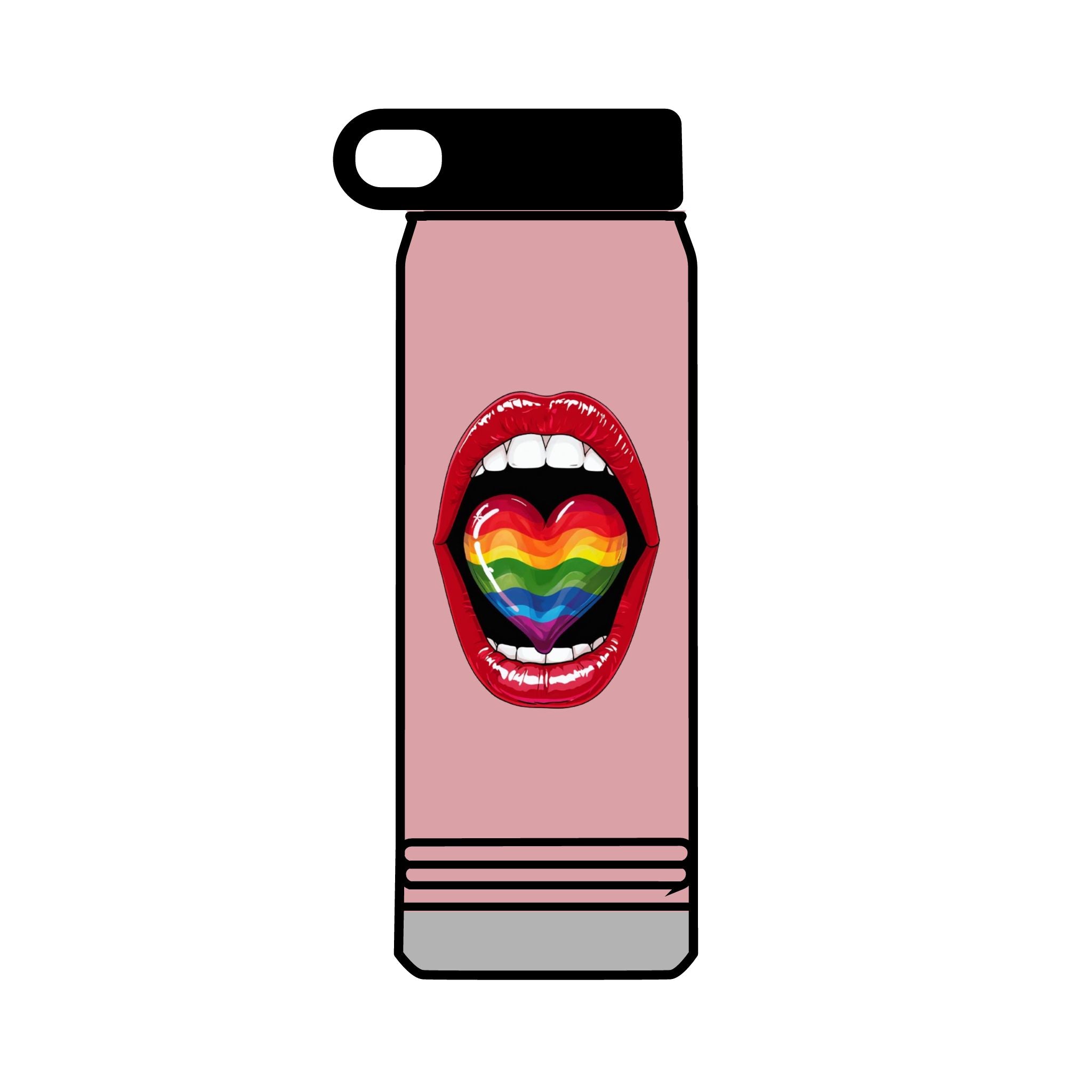 Rainbow Heart  Tongue 32oz Water Bottle - LGBTQ+ Pride Water Flask