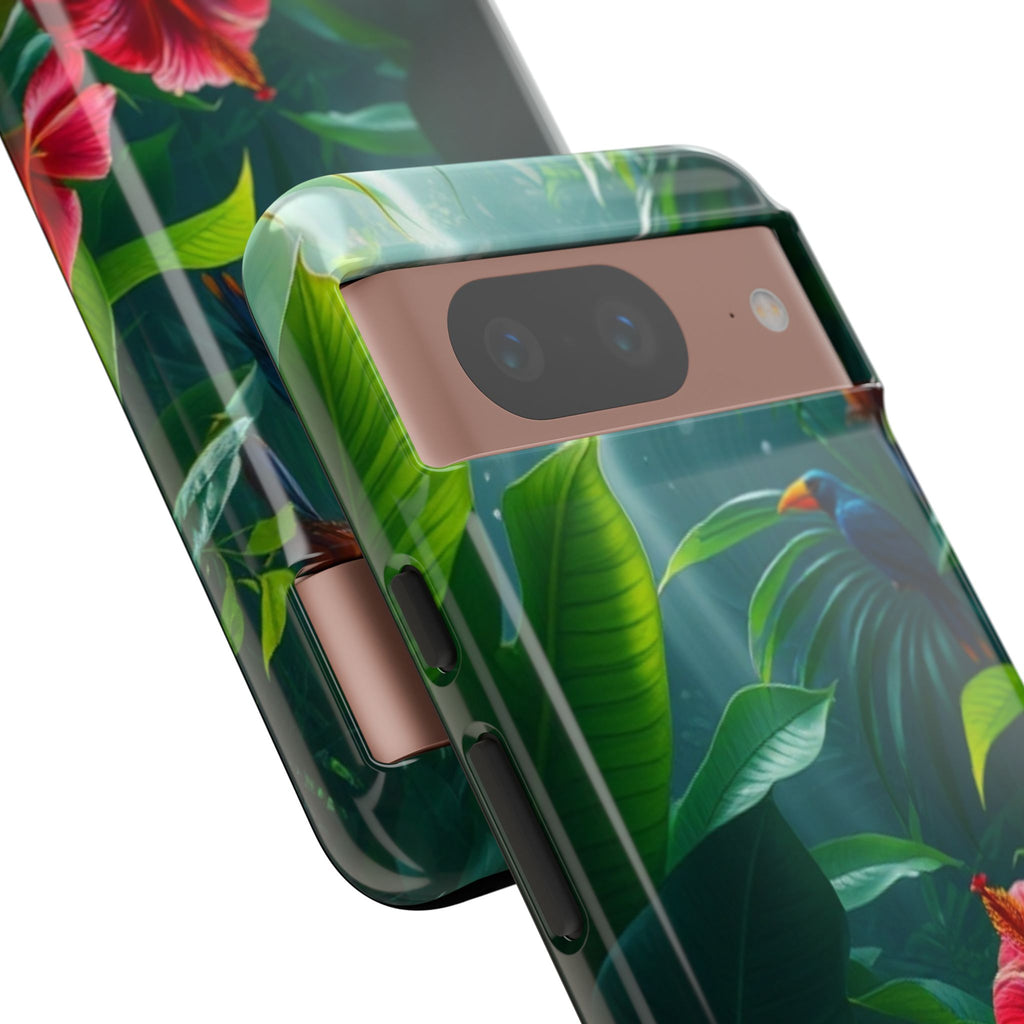 Android OR iPhone Compatible Cases - Tropical Flower & Bird Design - Unique Tough Cases