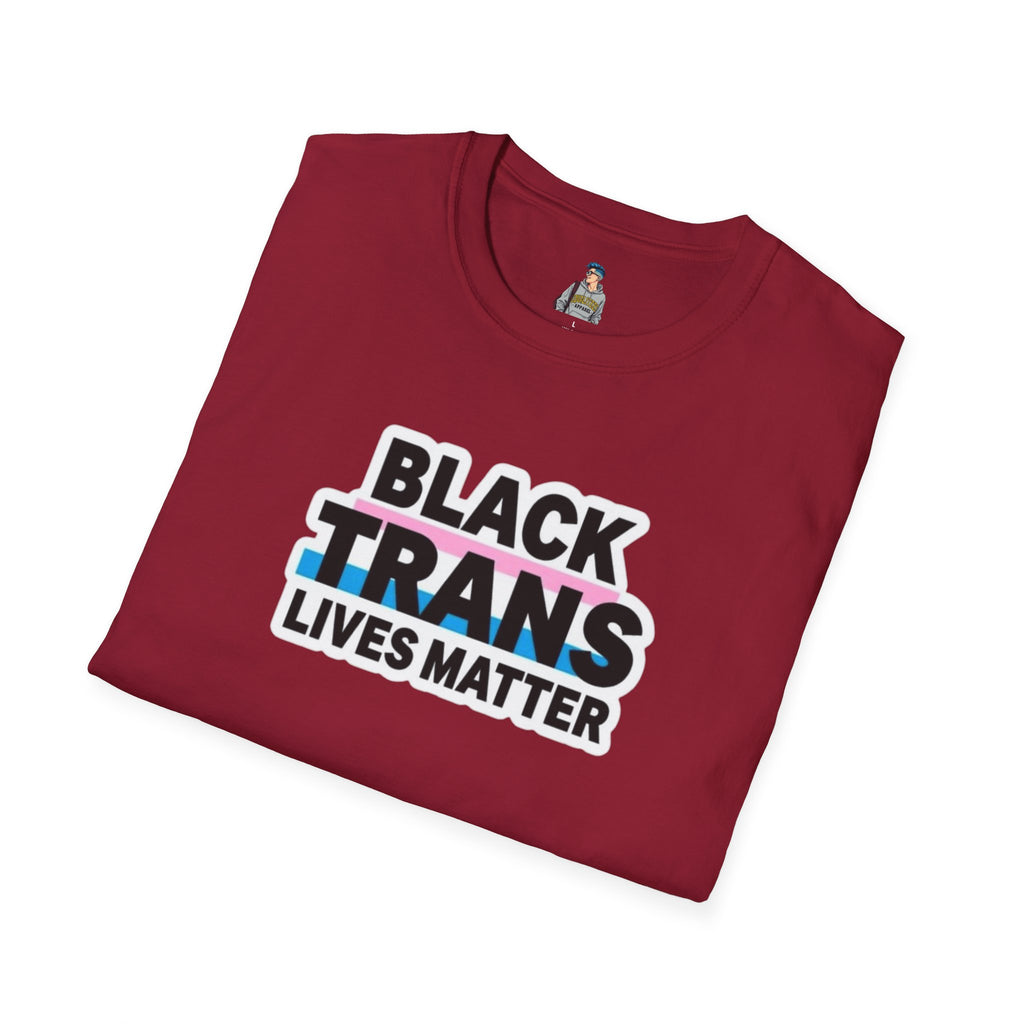 Unisex Softstyle T-Shirt - Black Trans Lives Matter Statement Tee