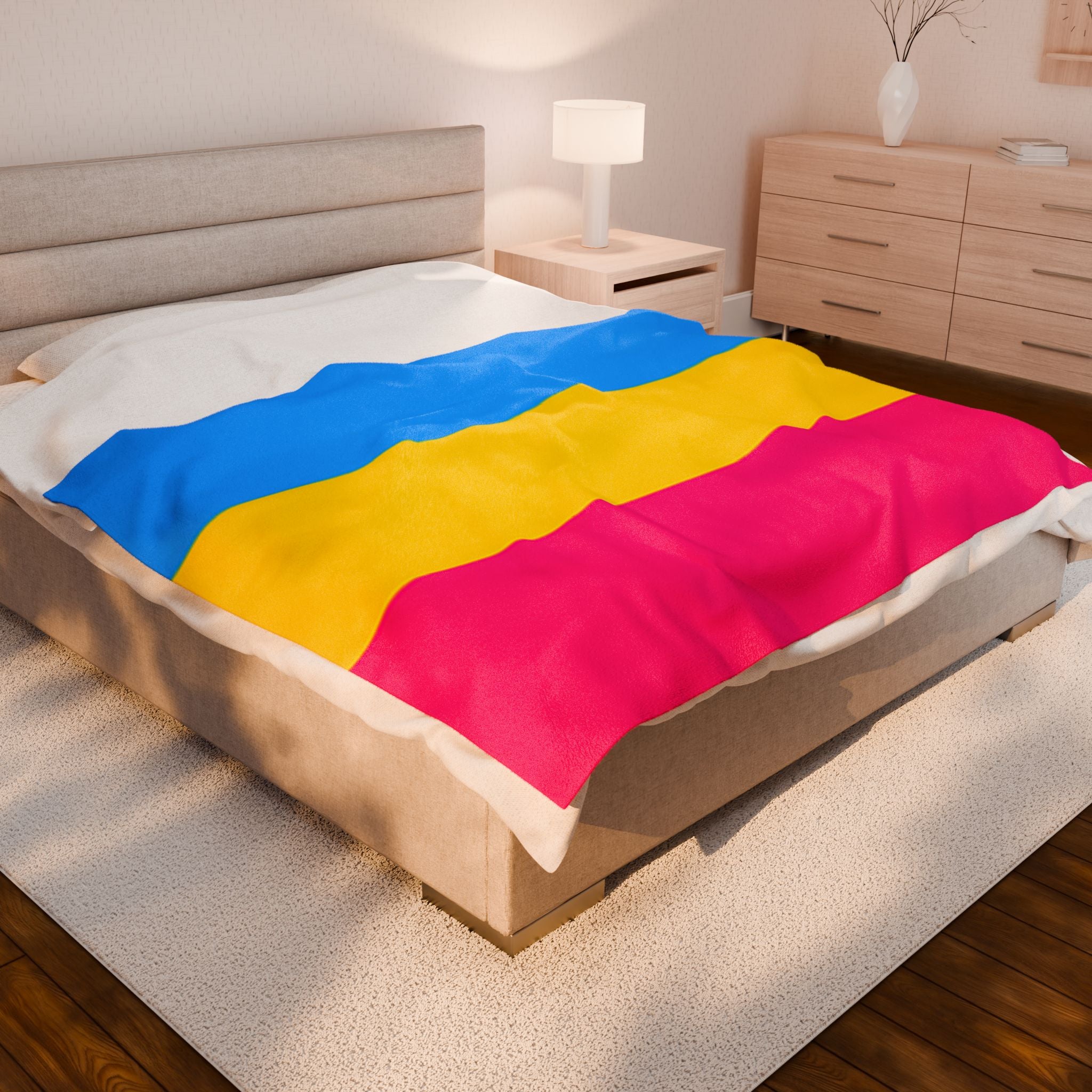 Pansexual Flag - Colorful Velveteen Plush Blanket
