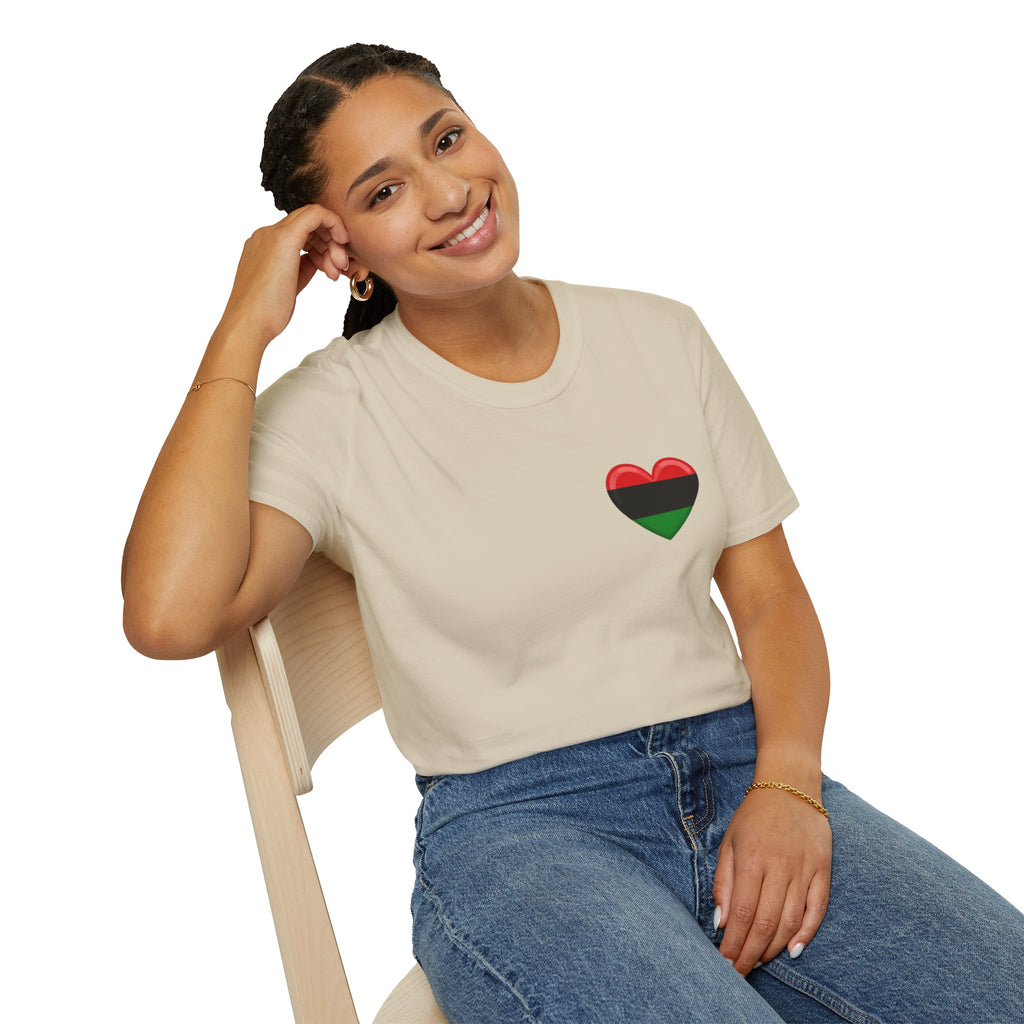 Unity and Heritage Unisex Softstyle T-Shirt with Pan-African Heart