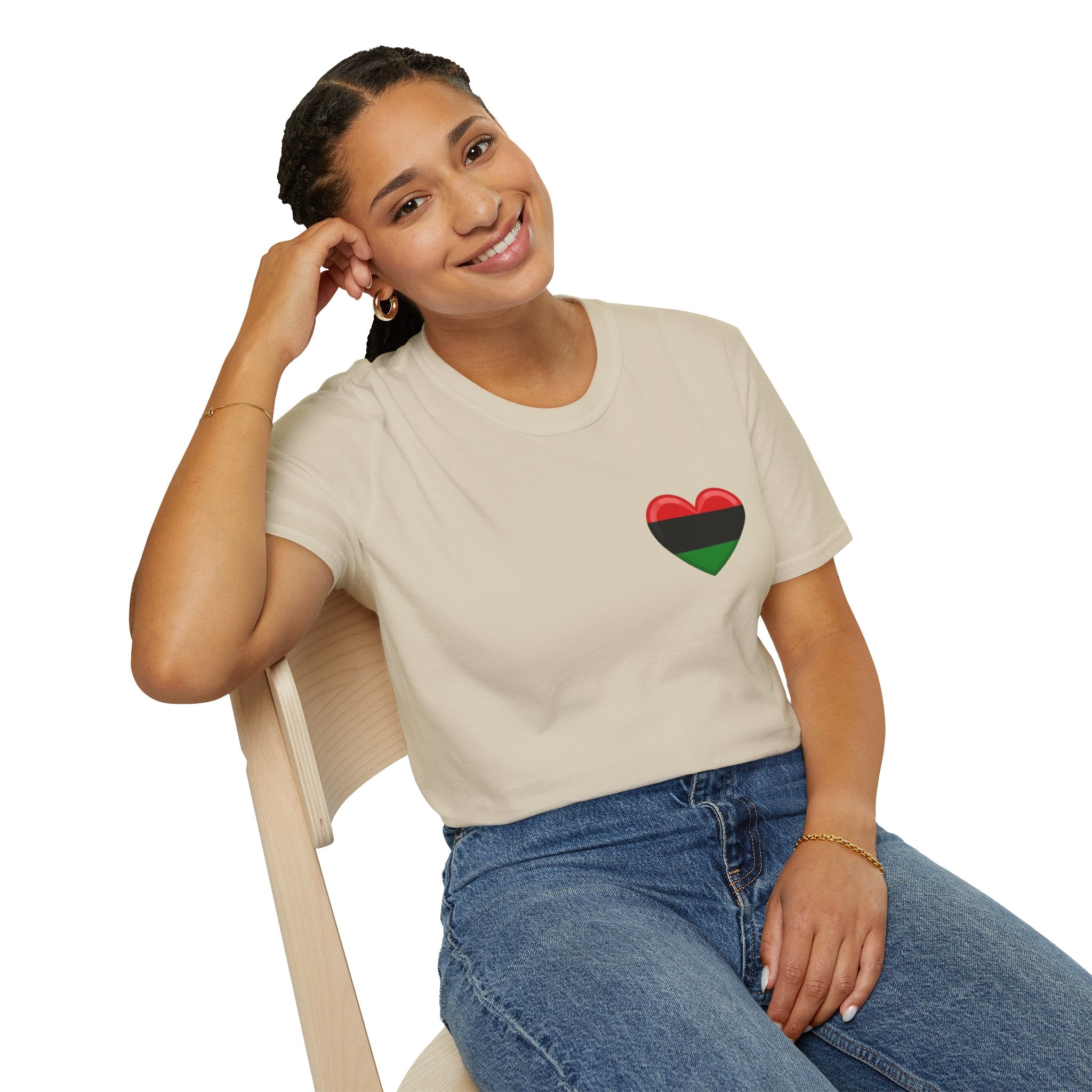 Unity and Heritage Unisex Softstyle T-Shirt with Pan-African Heart