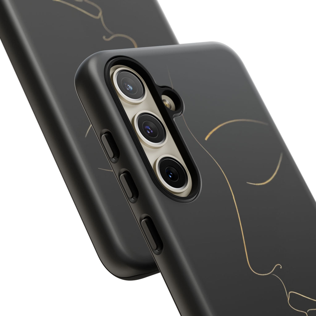 Android OR iPhone Compatible Cases - Gold Line Face Design - Unique Tough Cases