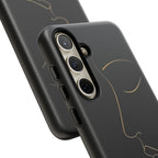 Android OR iPhone Compatible Cases - Gold Line Face Design - Unique Tough Cases
