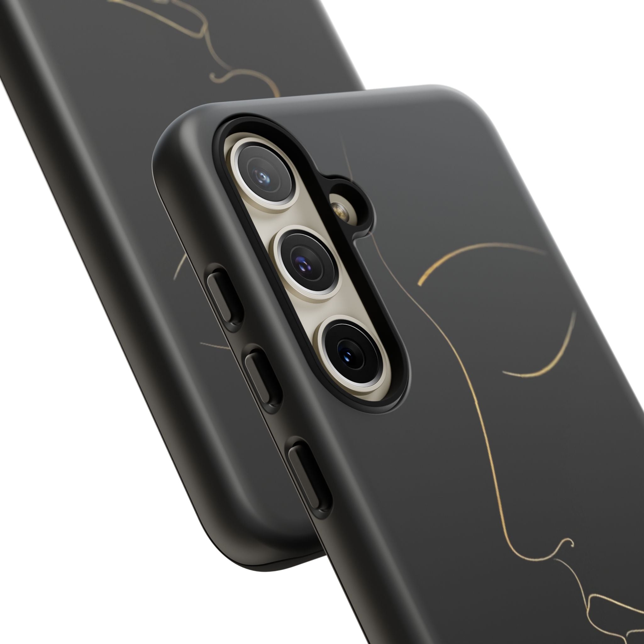Android OR iPhone Compatible Cases - Gold Line Face Design - Unique Tough Cases