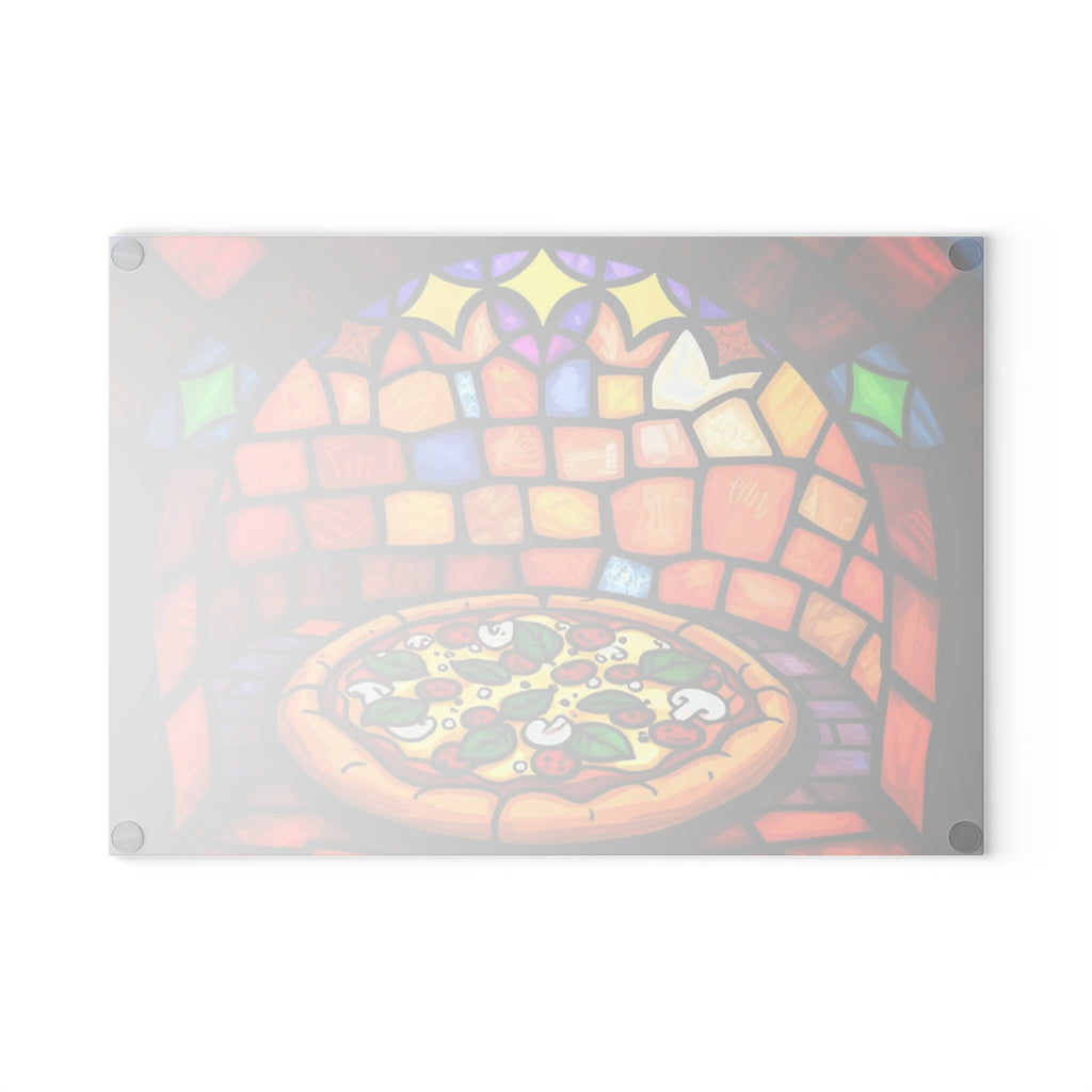 Stained Glass Pizza Cutting Board Colorful Kitchen Art for Food Lovers