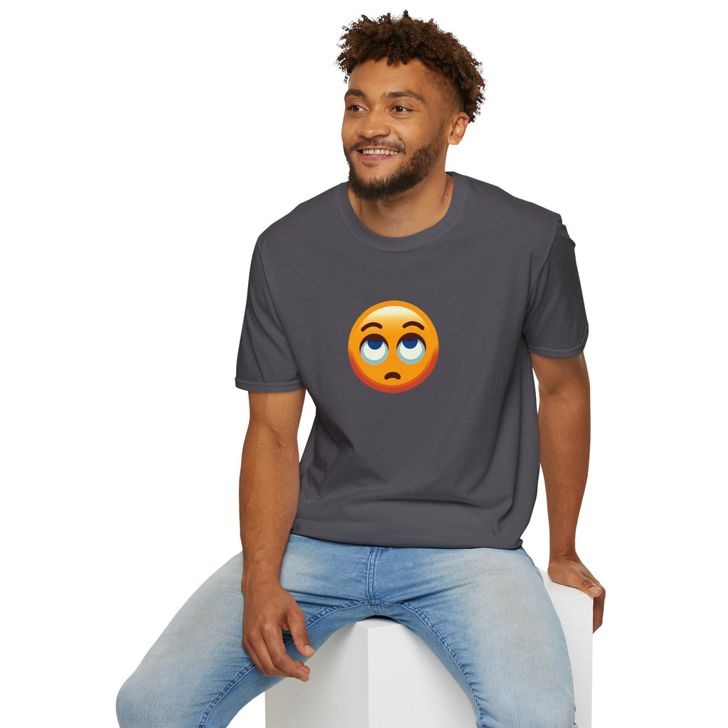Unisex Softstyle T-Shirt with Eye Roll Emoji | Casual Graphic Tee for Everyday Humor