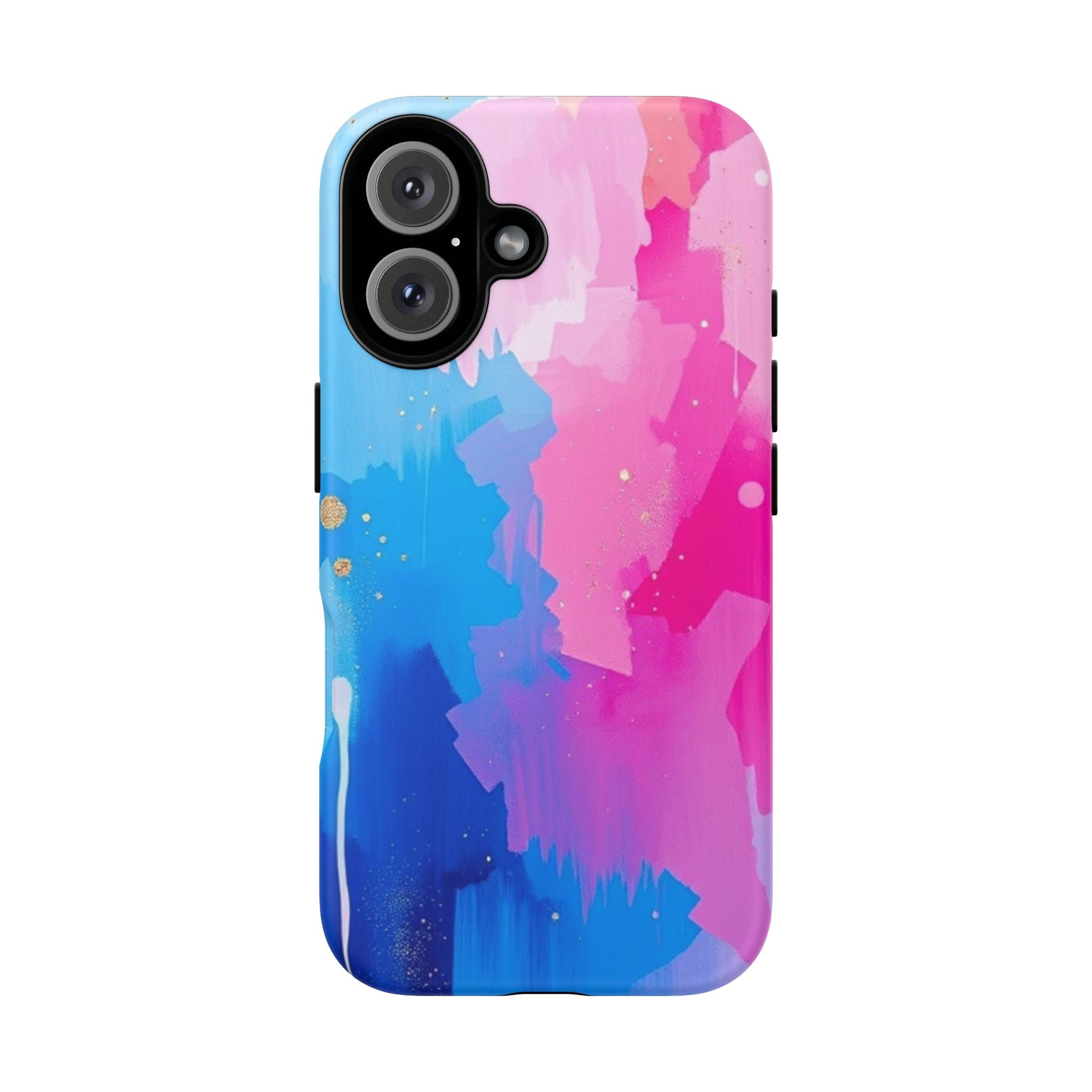 Android OR iPhone Compatible Cases - Pink and Blue Color Splash Design