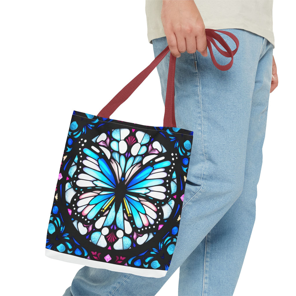 Colorful Butterfly Stained Glass Design Tote Bag