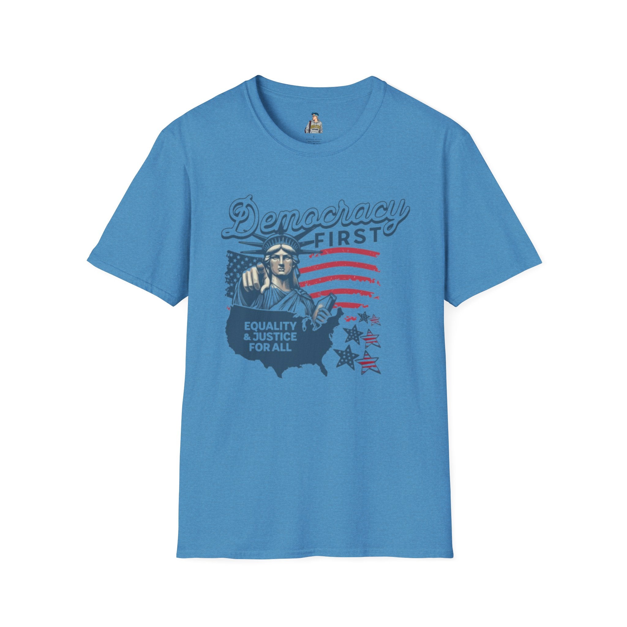 Democracy First T-Shirt | Unisex Softstyle Tee for Equality & Justice