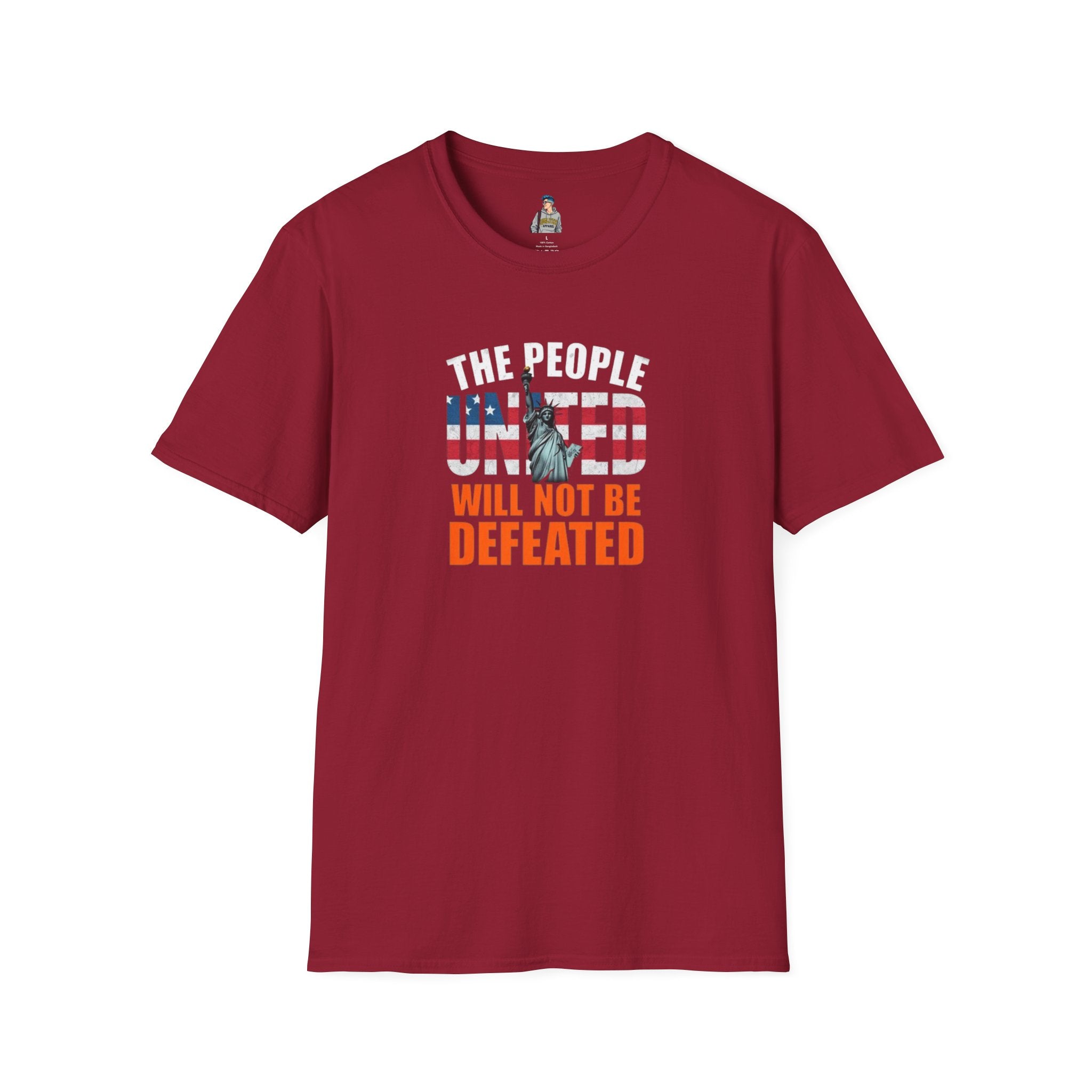 Patriotic Unisex Softstyle T-Shirt - "The People United Will Not Be Defeated"