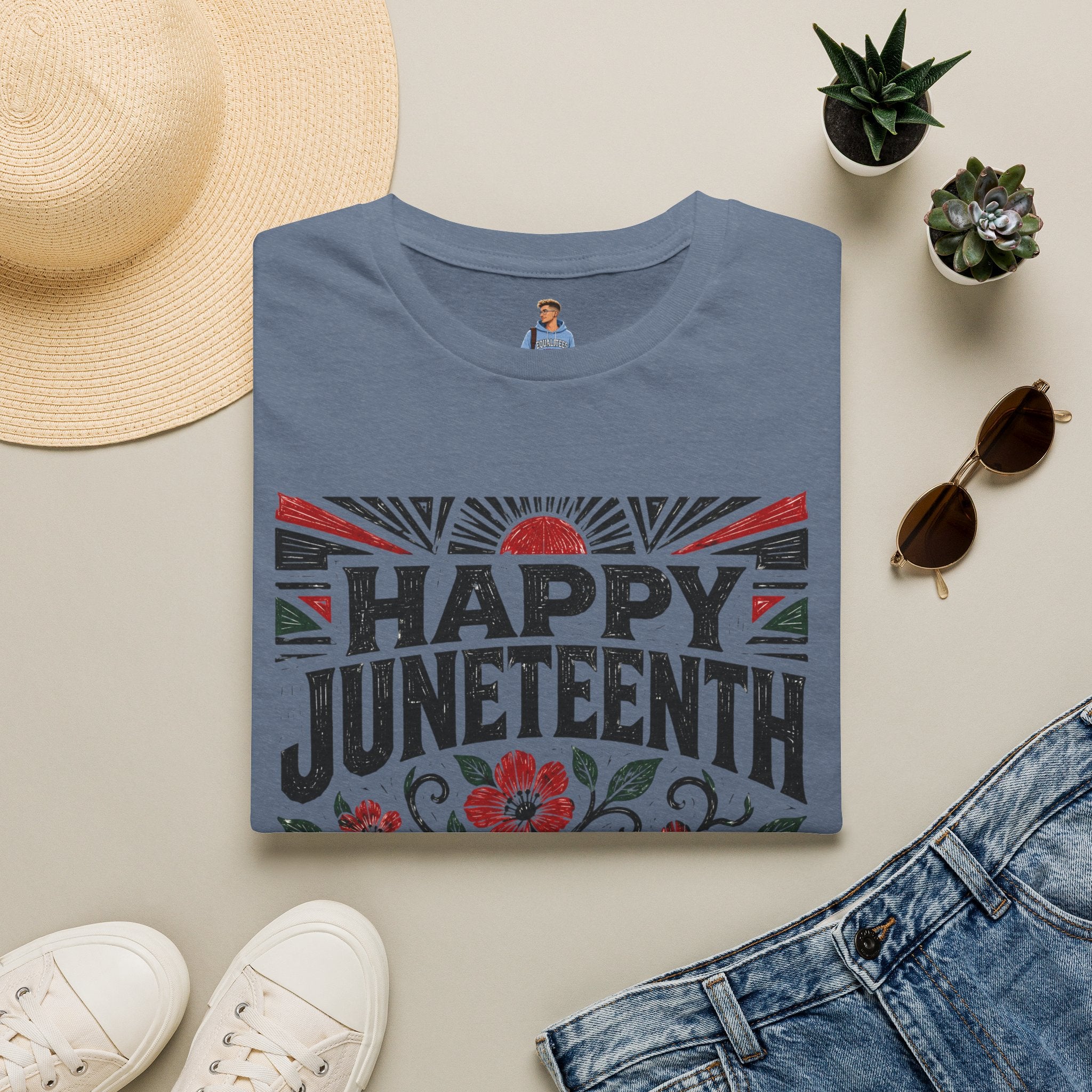 Juneteenth T-Shirt — "Happy Juneteenth" Floral Freedom Tee