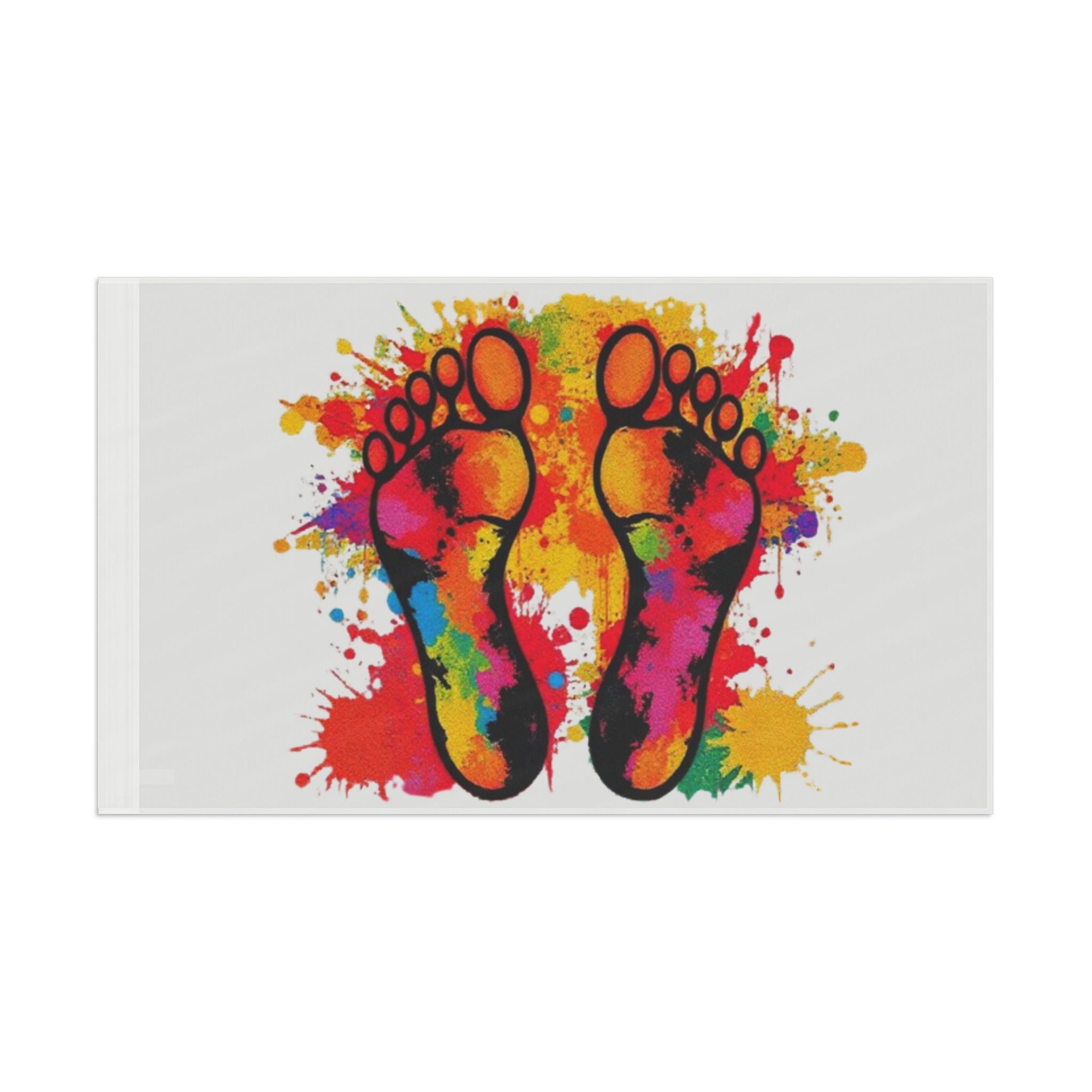 Rainbow Feet Paint Splatter Flag - Aesthetic LGBTQ+ Banner for Celebration & Home Decor