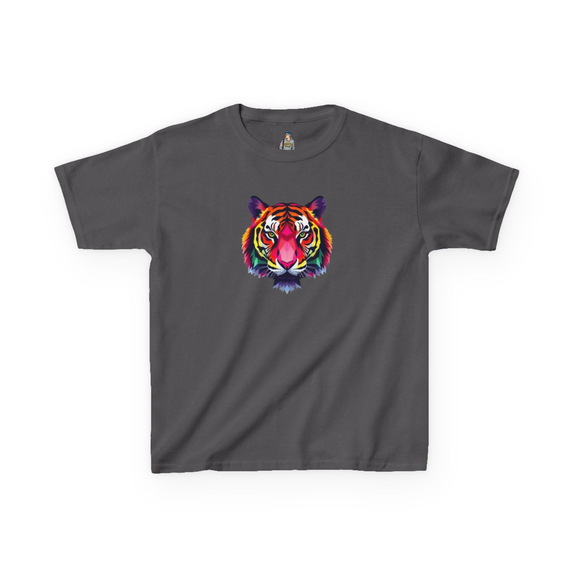 Colorful Fractal Tiger Kids Heavy Cotton Tee