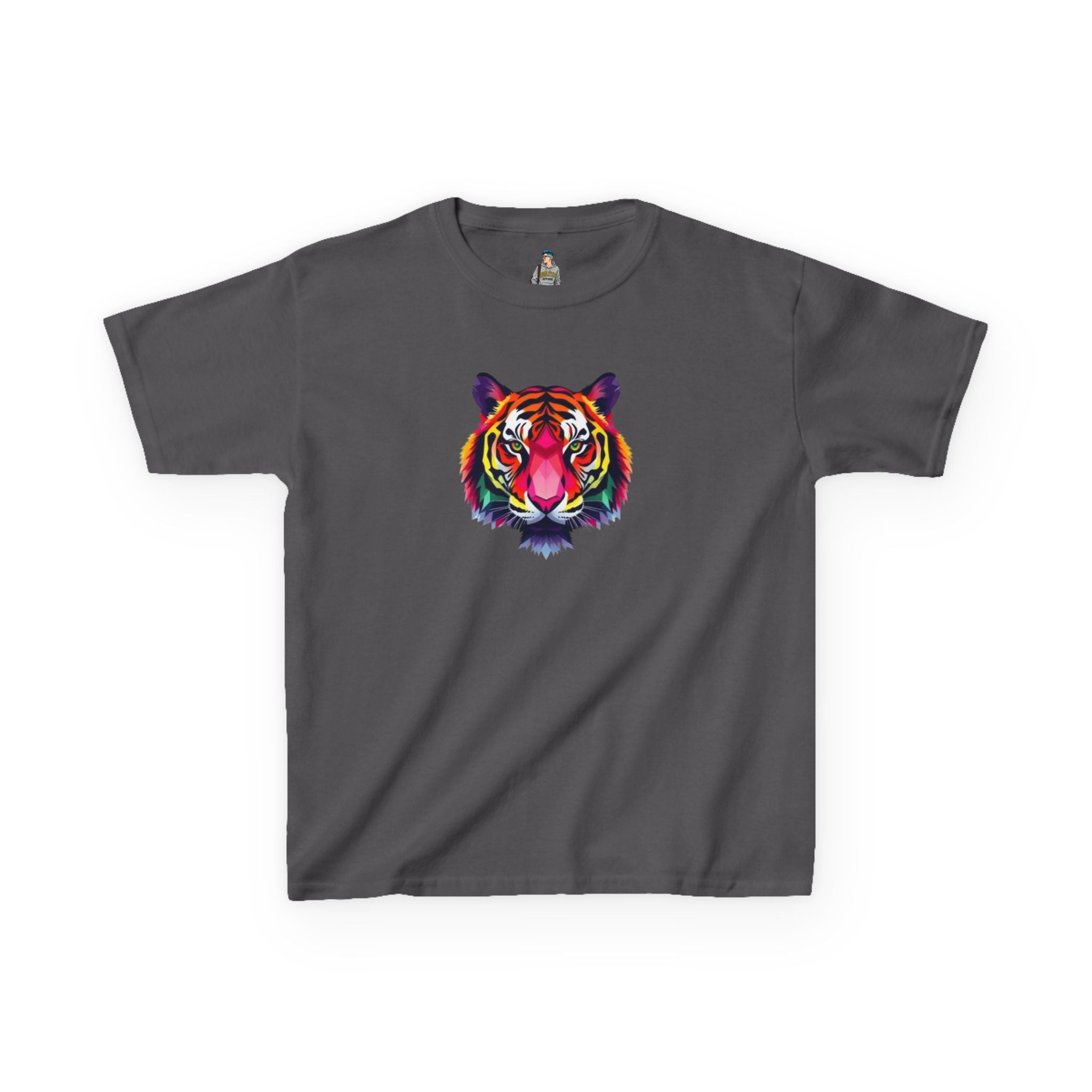 Colorful Fractal Tiger Kids Heavy Cotton Tee