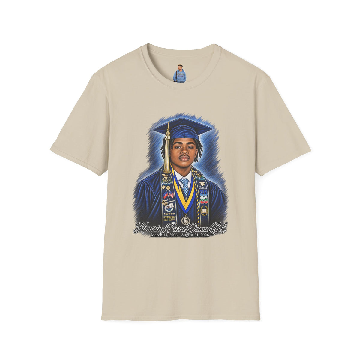 Graduation Portrait Front - In Memory of Pierre Damas Bel T-Shirt