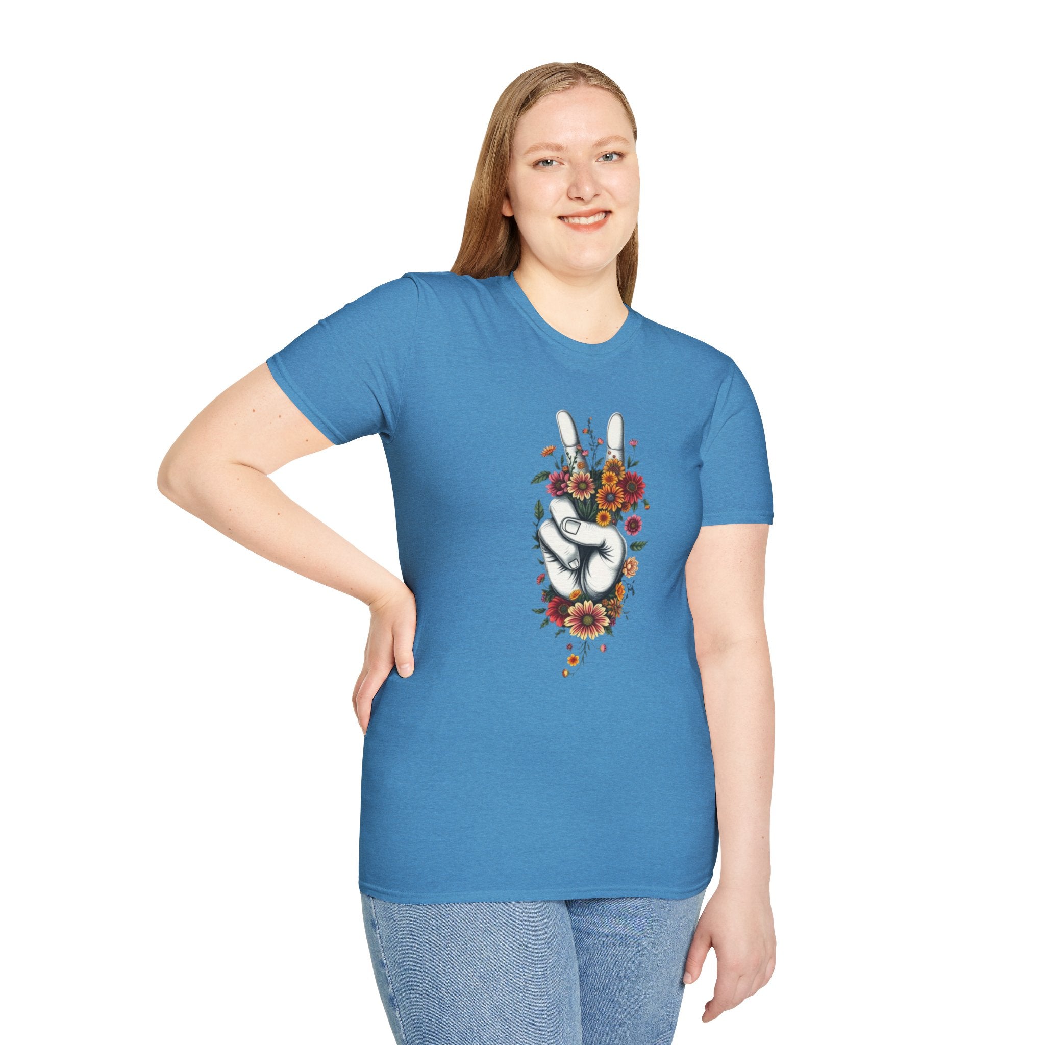 Grow Peace Unisex Softstyle T-Shirt - Boho Inspiration, Perfect for Festivals and Everyday Wear