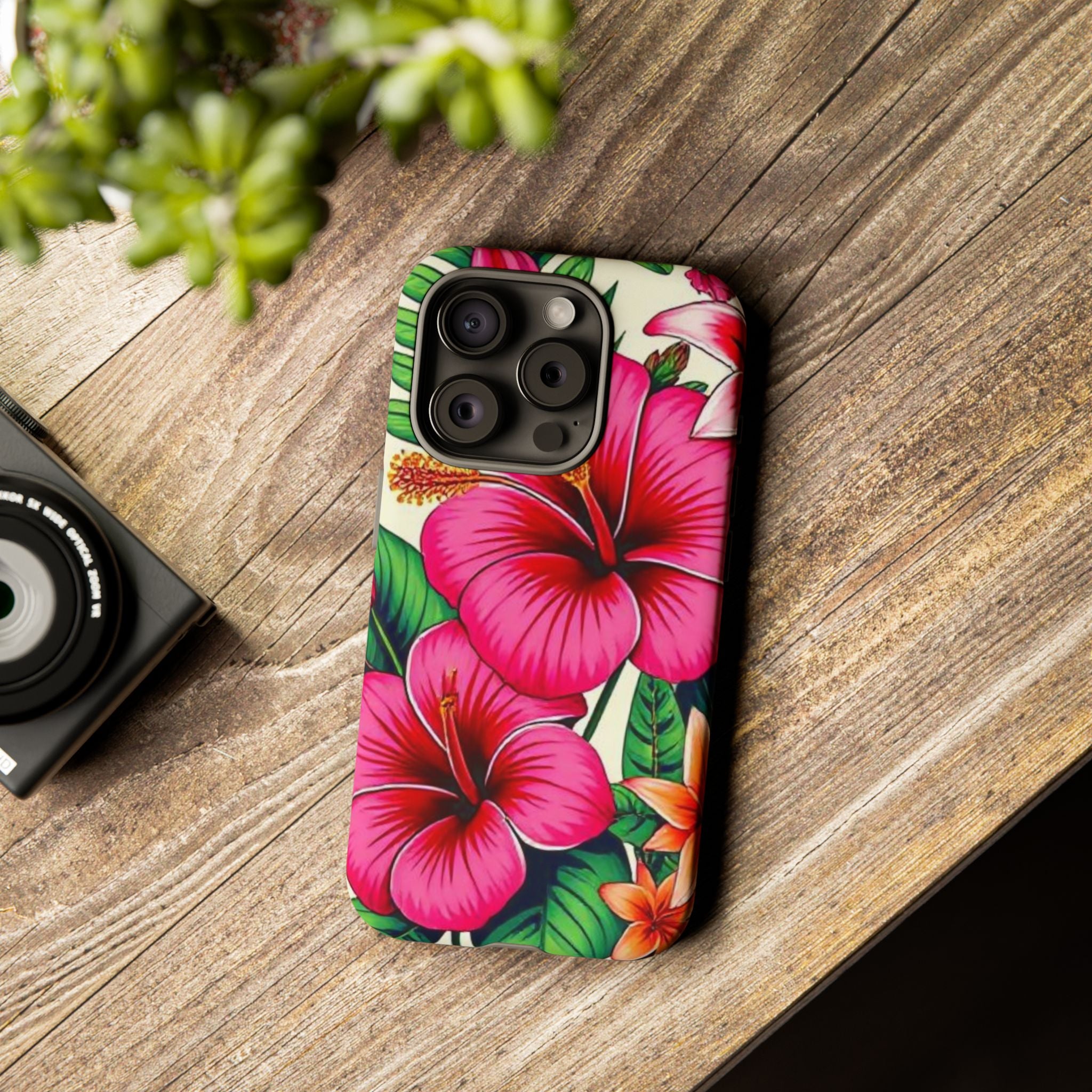 Tropical Hibiscus Phone Case for iPhone — Floral Tough Protective Cover