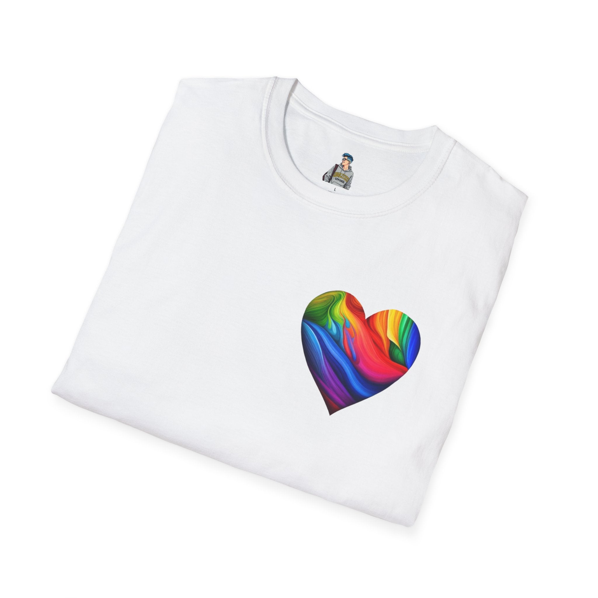 Unisex Softstyle T-Shirt - Pride Heart Design with 'Existence is Resistance'