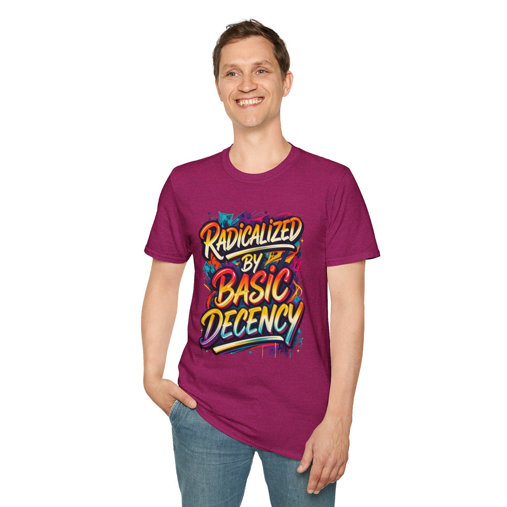 Radicalized by Basic Decency T-Shirt Colorful Graffiti Typography