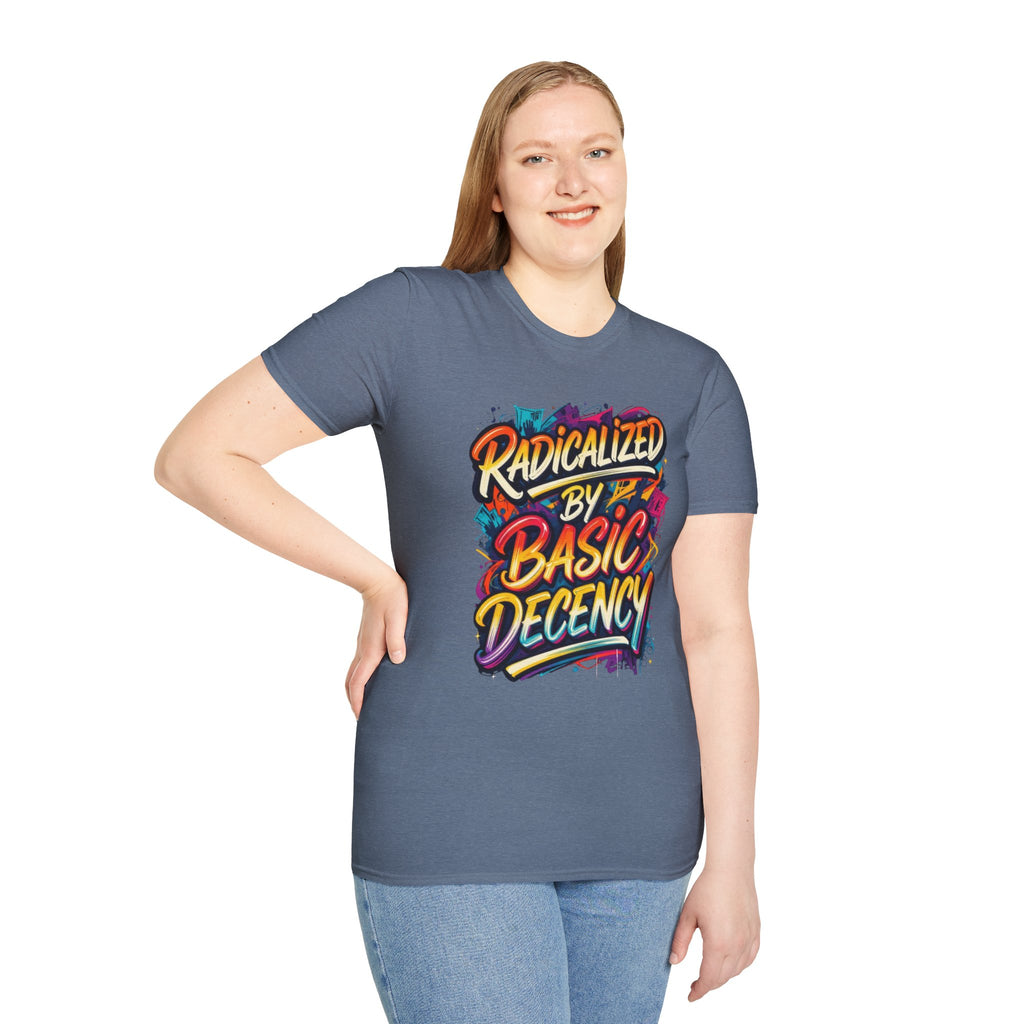 Radicalized by Basic Decency T-Shirt Colorful Graffiti Typography