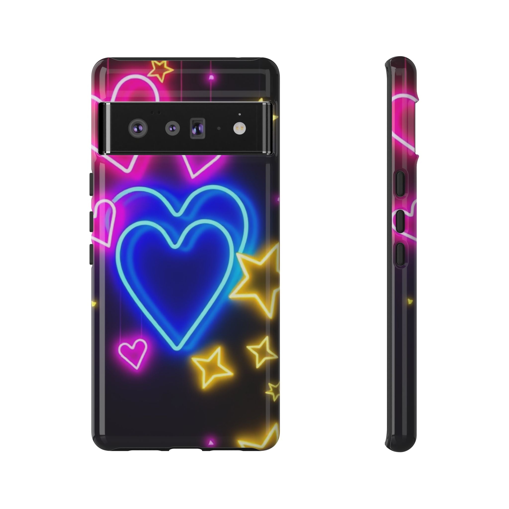Android OR iPhone Compatible Cases - Neon Love Design - Unique Tough Cases