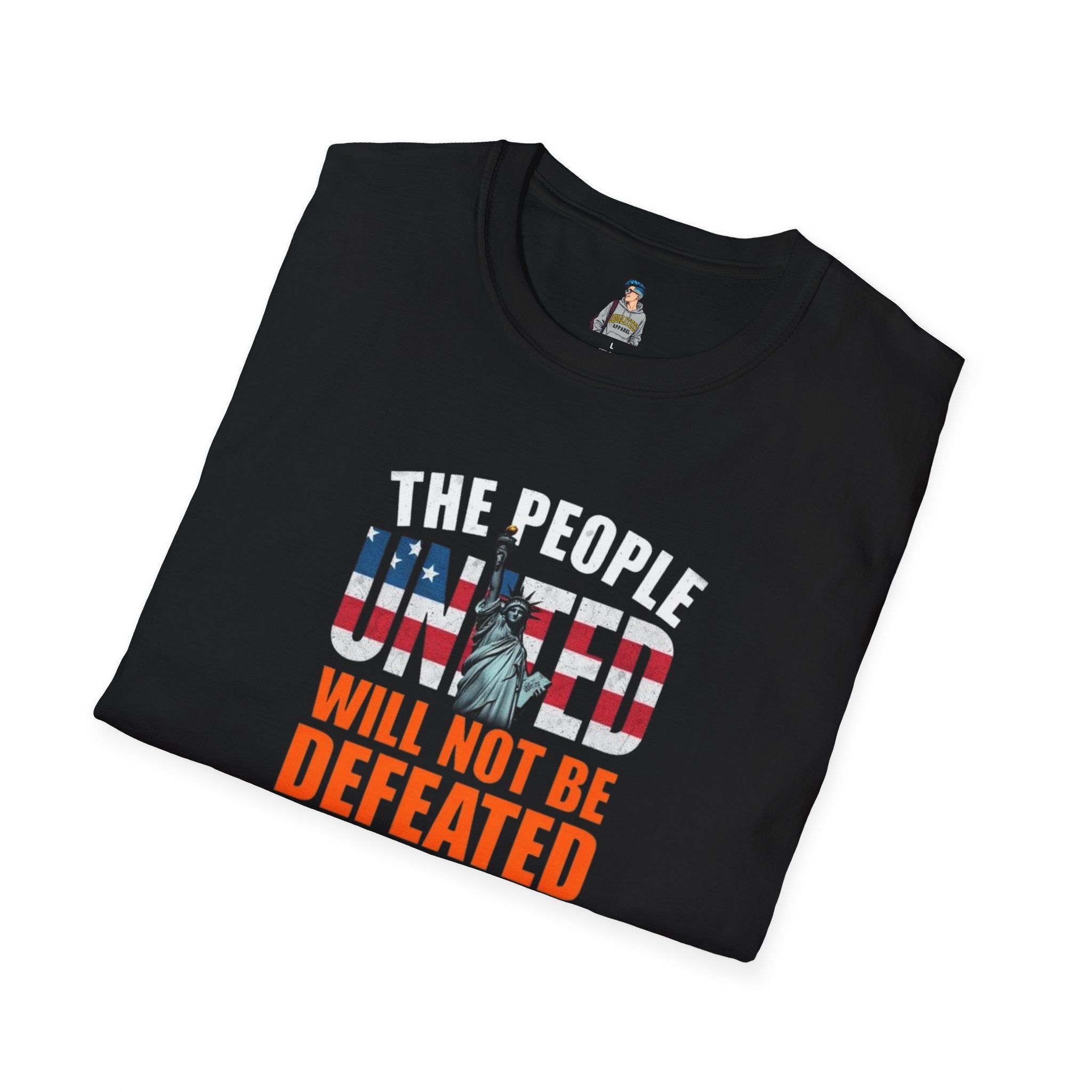 Patriotic Unisex Softstyle T-Shirt - "The People United Will Not Be Defeated"