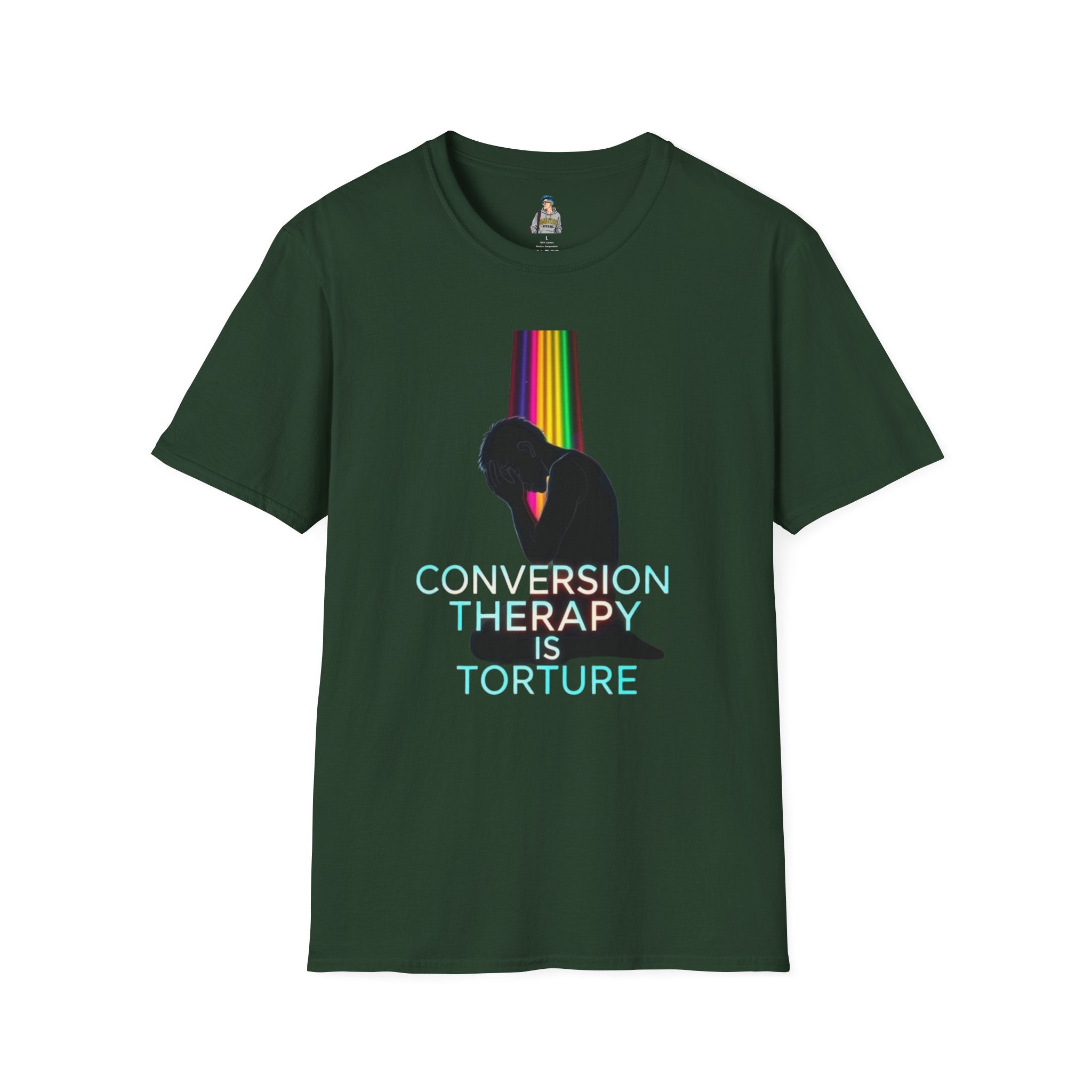 Unisex Softstyle T-Shirt: "Conversion Therapy is Torture" & "We All Belong" - LGBTQ+ Empowerment Tee