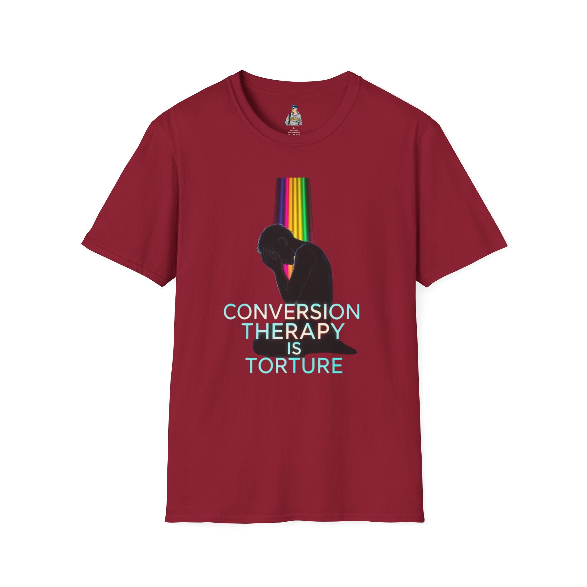 Unisex Softstyle T-Shirt: "Conversion Therapy is Torture" & "We All Belong" - LGBTQ+ Empowerment Tee