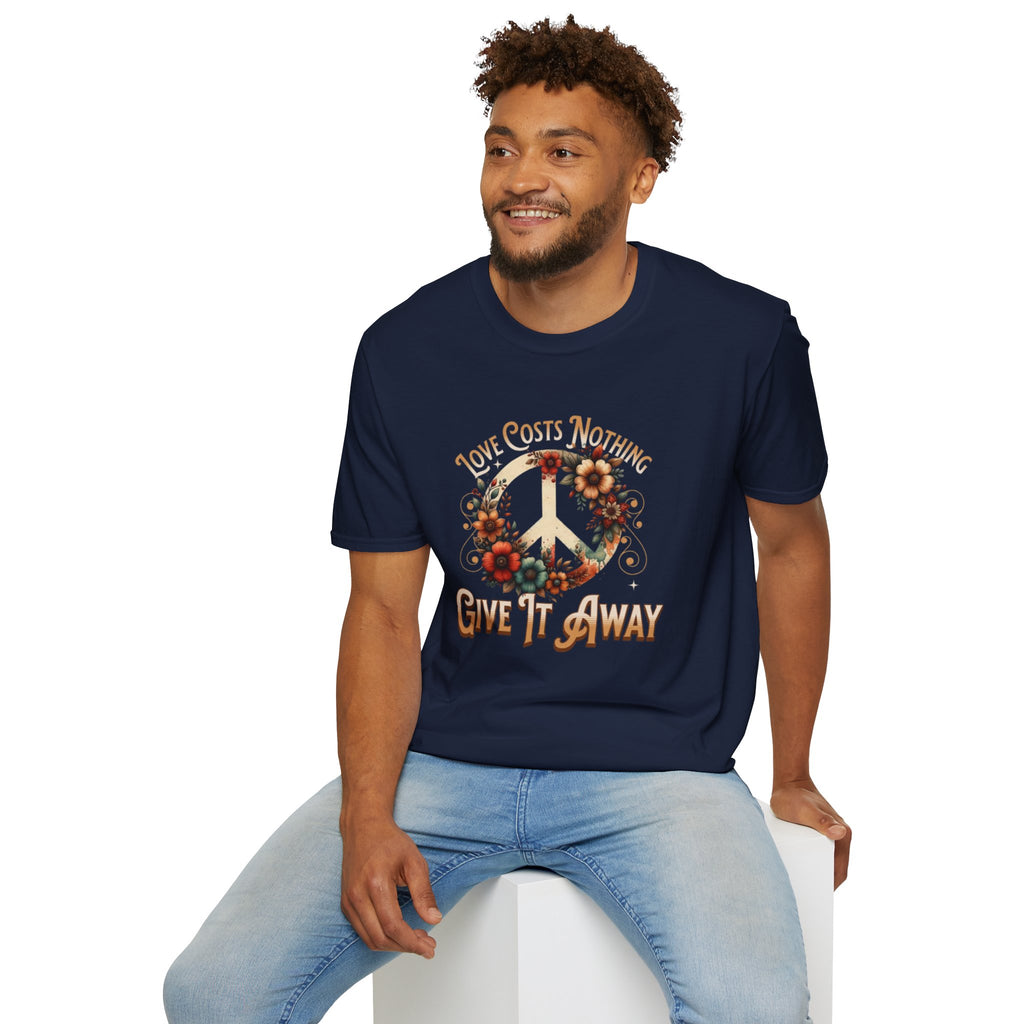 Unisex Softstyle T-Shirt - Love Costs Nothing, Give It Away Floral Peace Design