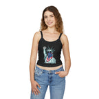 Patriotic Women's Spaghetti Strap Tank Top - Stand With Her Statue of Liberty Design