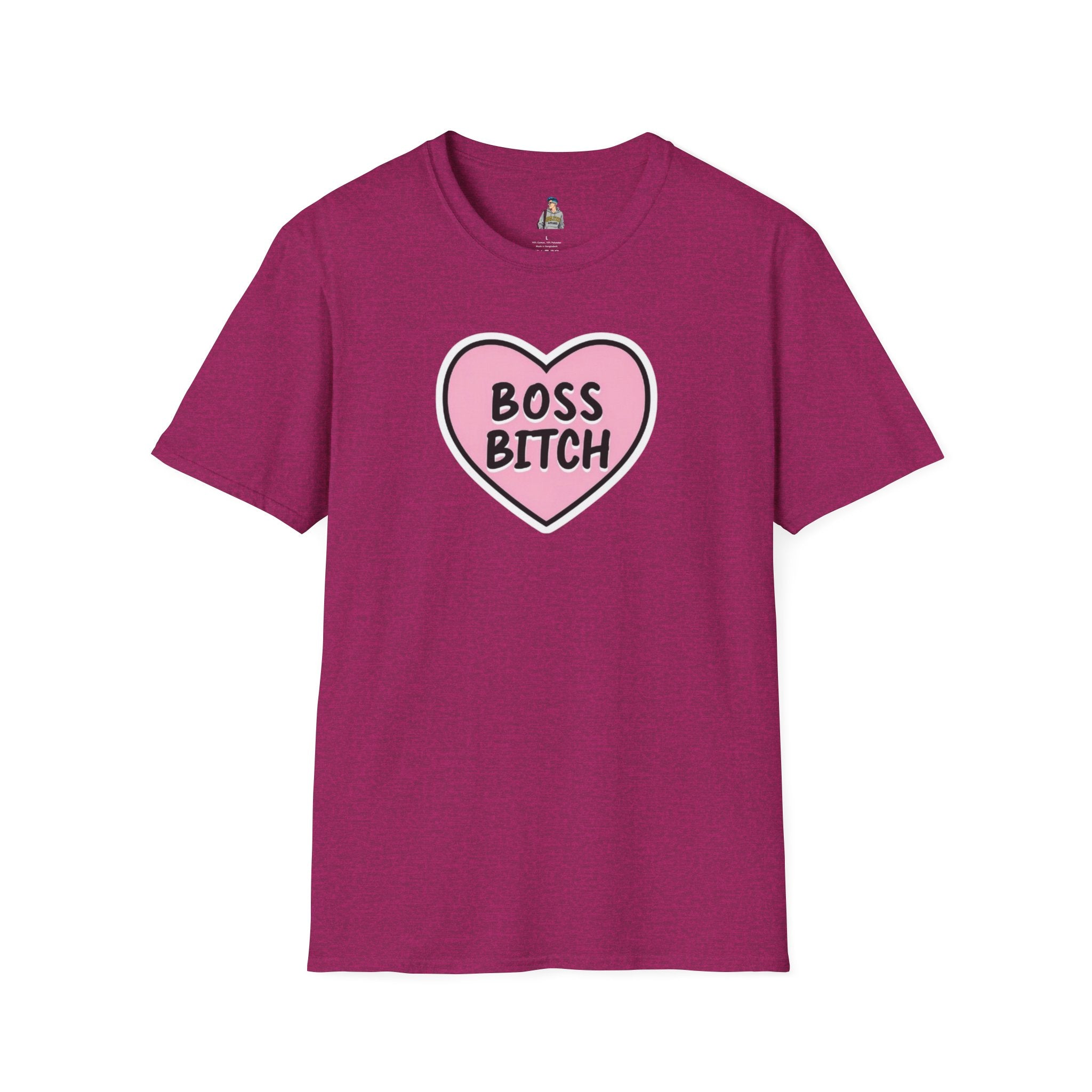 Unisex Softstyle T-Shirt - 'Boss Bitch' Heart Design - Funny Statement Tee