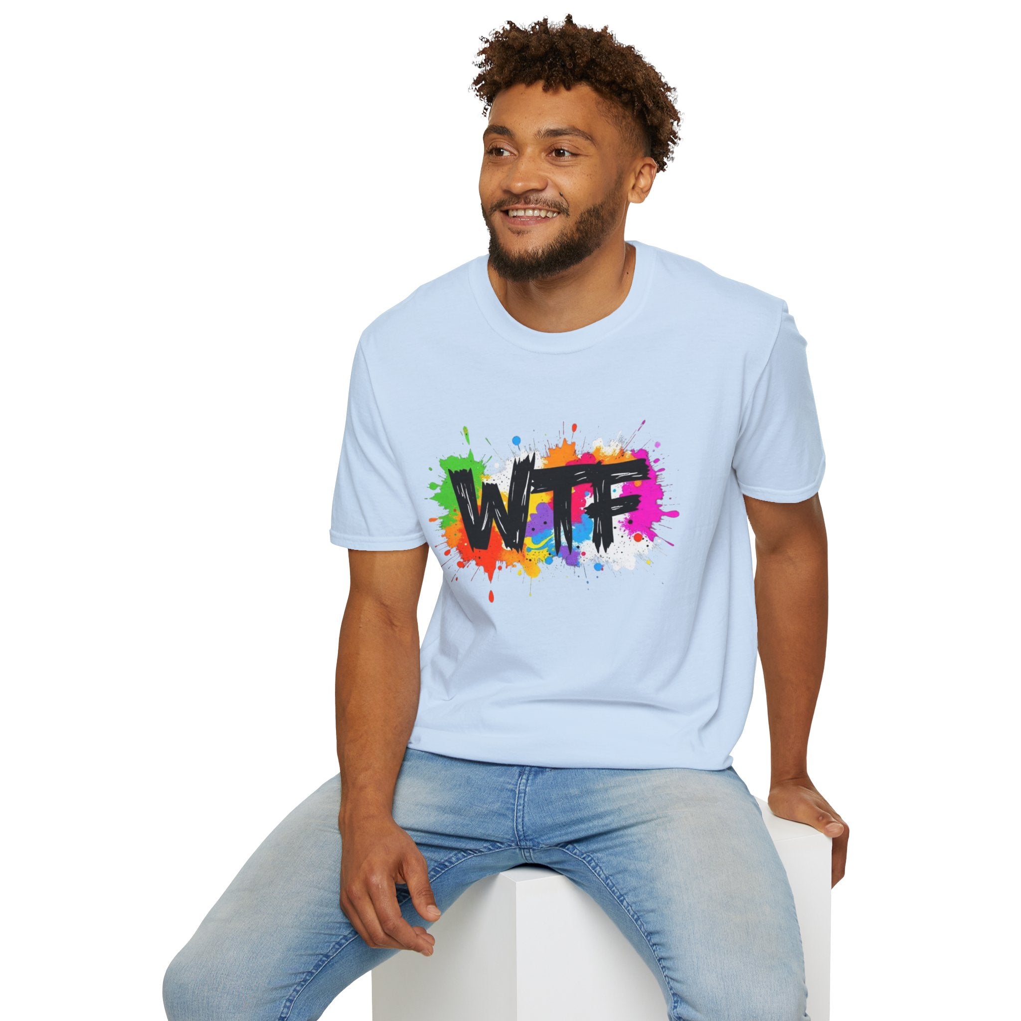 WTF Color Splash T-Shirt — Bold Rainbow Graphic Tee