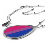Bisexual Pride Oval Necklace - Stylish Silver Pendant for Inclusivity and Celebration