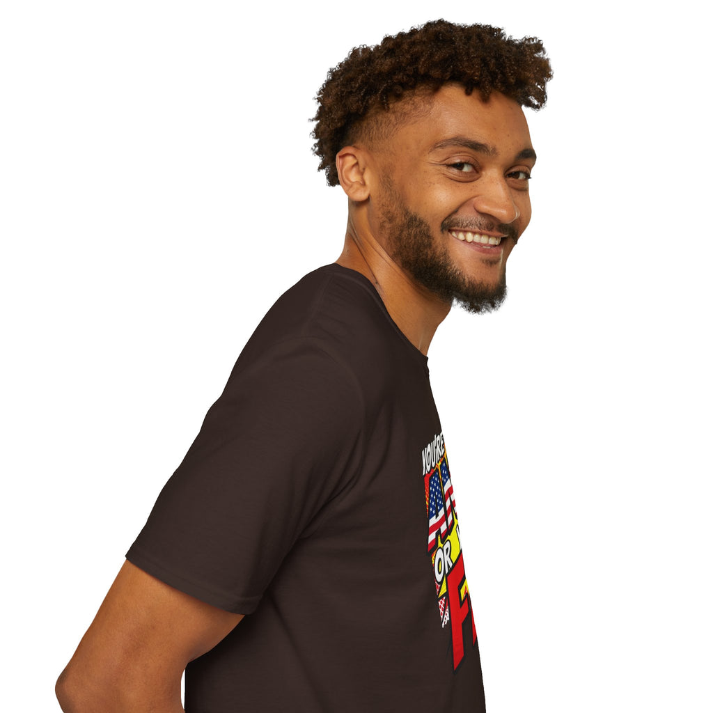 Political Statement T-Shirt — “You’re Either Anti or You’re FA.” / Back: “Patriots Don’t Stand For This Shit”