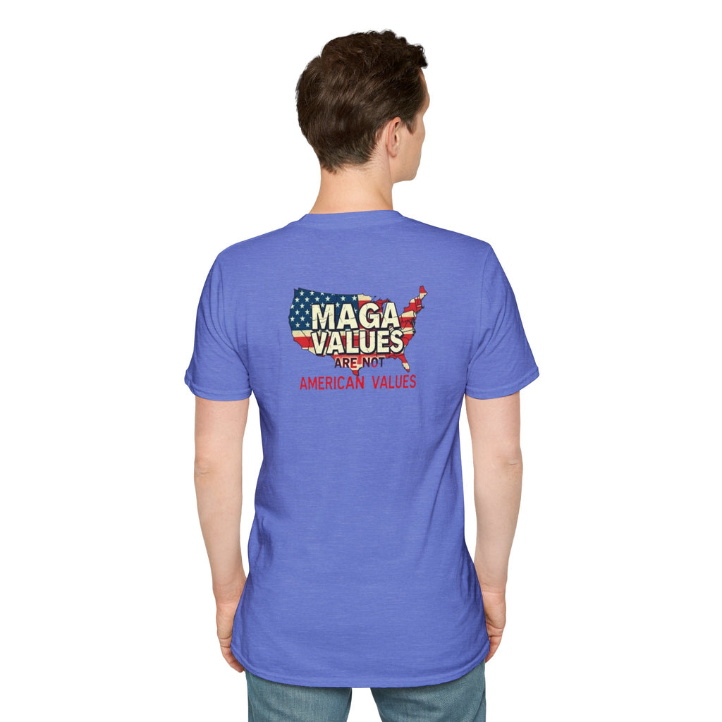 Unisex Softstyle T-Shirt - 'Patriots Don't Vote for Traitors' with USA Flag Design
