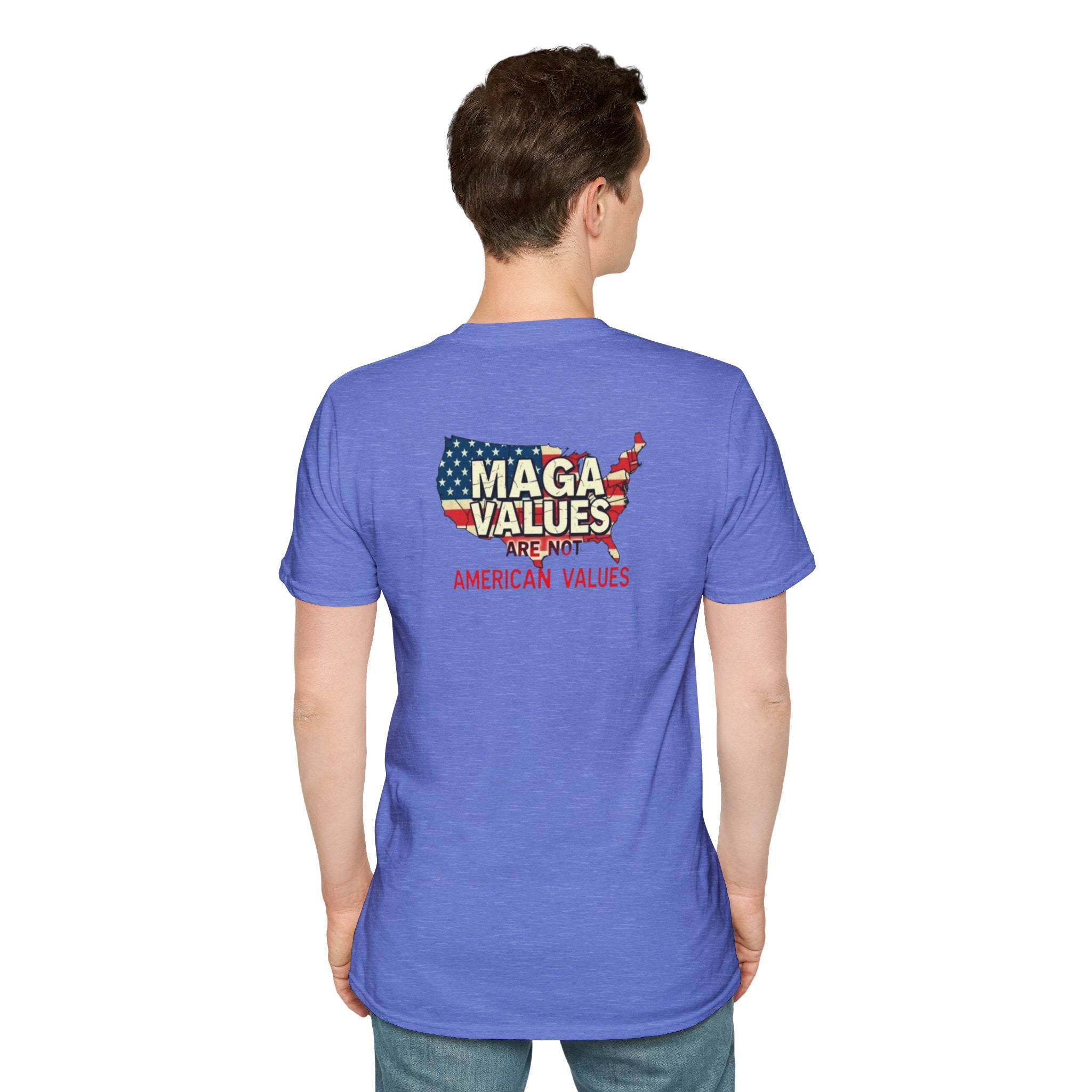 Unisex Softstyle T-Shirt - 'Patriots Don't Vote for Traitors' with USA Flag Design