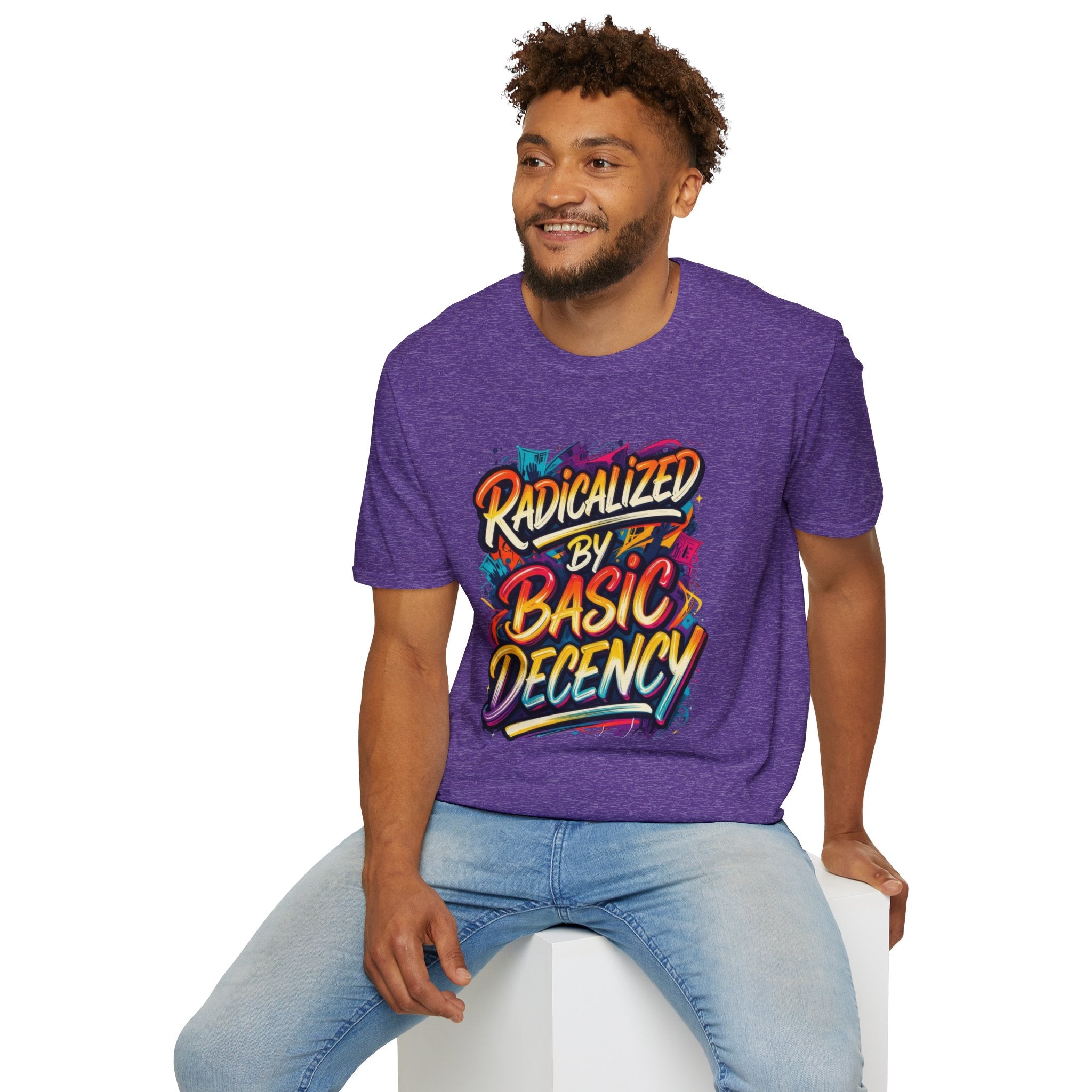 Radicalized by Basic Decency T-Shirt Colorful Graffiti Typography