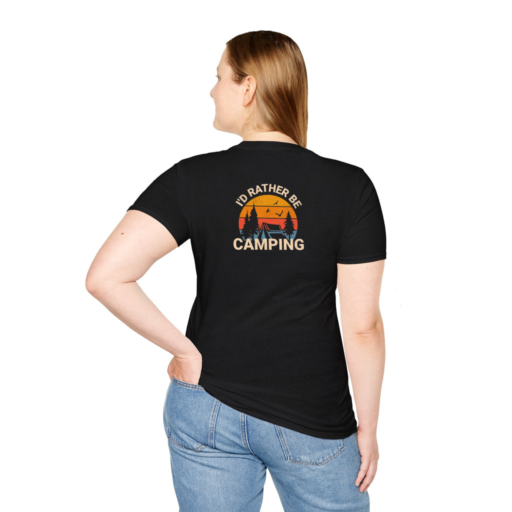 Unisex Softstyle T-Shirt - 'I'd Rather Be Camping' Adventure Tee